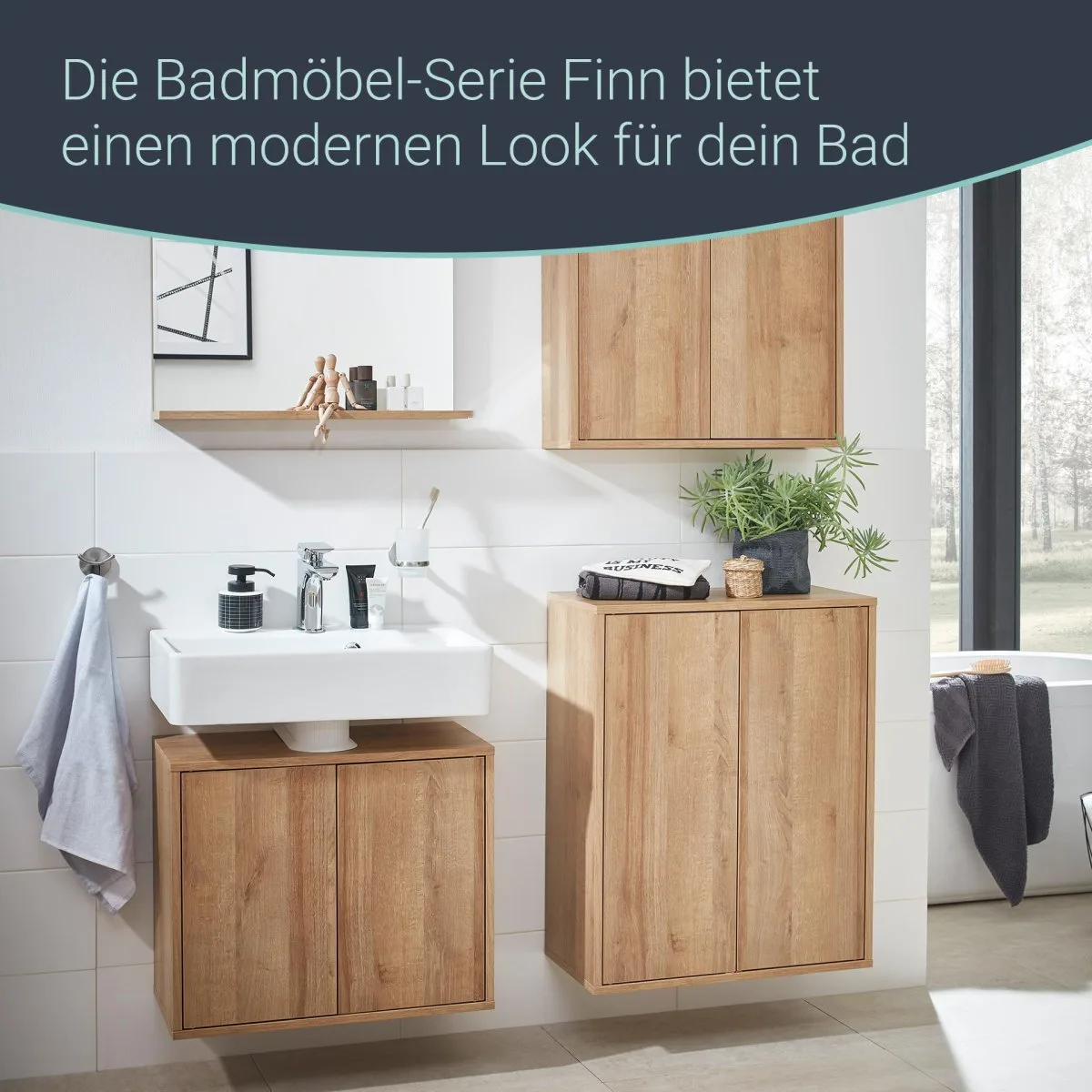 FACKELMANN FINN Doppel Midischrank 60 cm breit, Braun hell