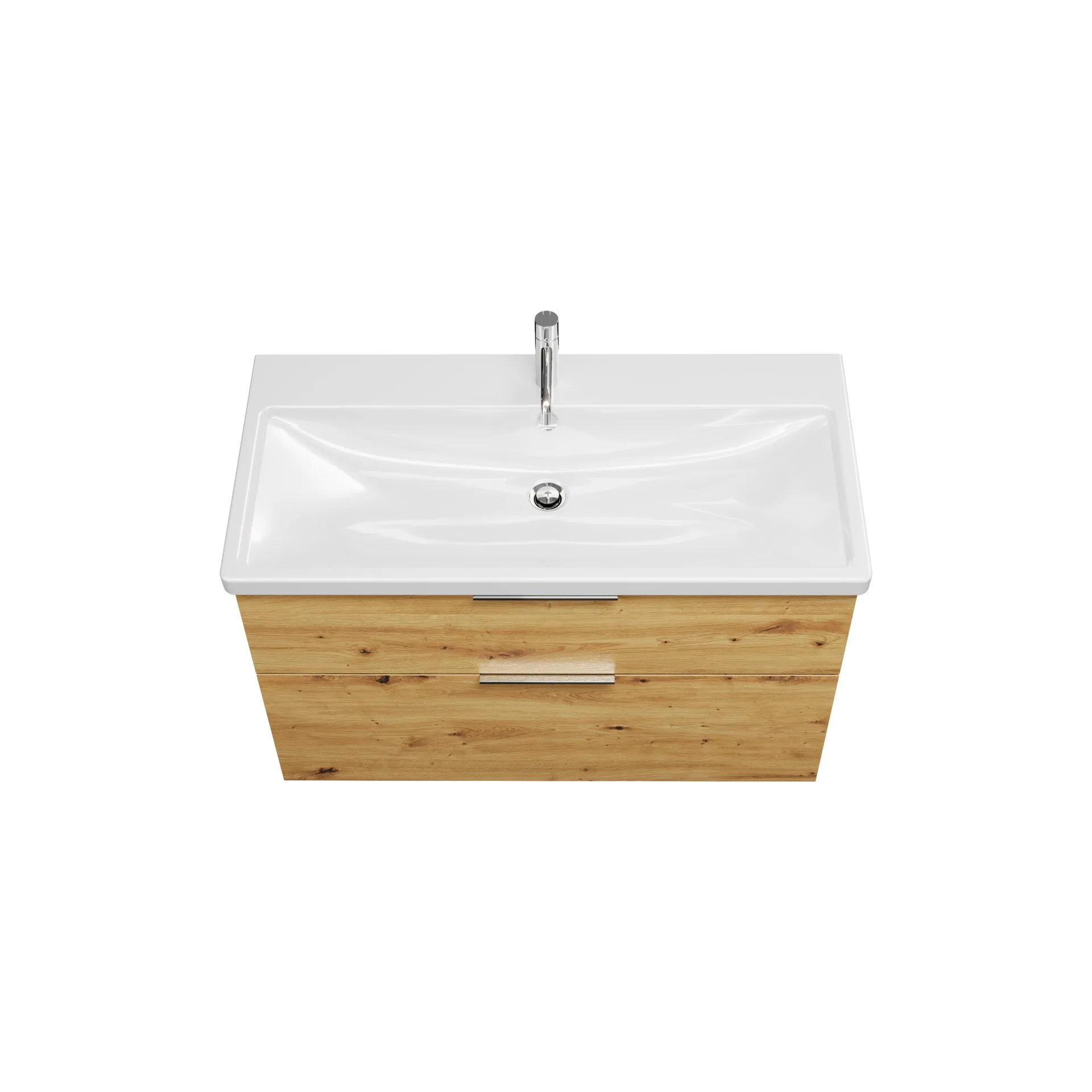 Burgbad EQIO Waschbecken mit Unterschrank 103 cm breit, Braun, Waschbecken Keramik Weiß