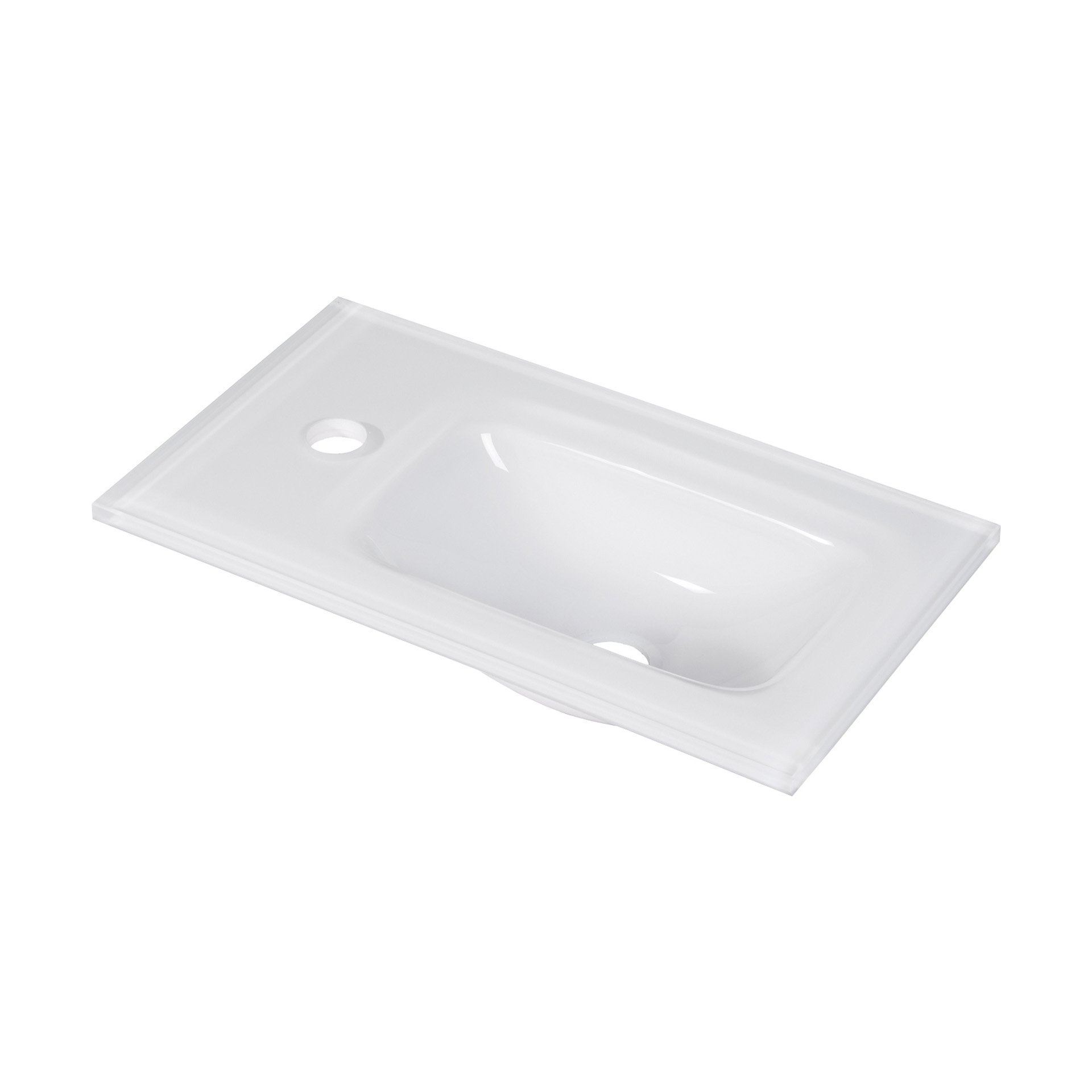 Fackelmann SBC STANFORD Gäste WC Set 2-teilig 45 cm, Braun hell, rechts, Glas Weiß