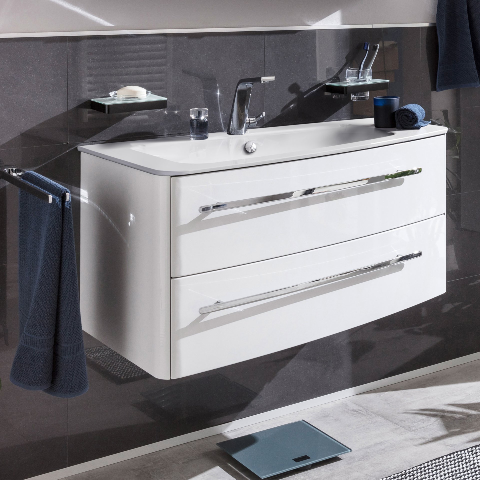 Lanzet CLASSICO Waschtischunterschrank 100 cm Weiß, links