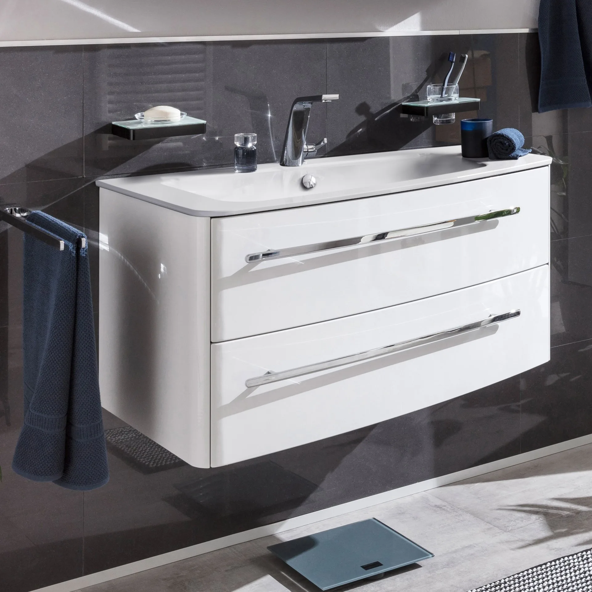 Lanzet CLASSICO Waschtischunterschrank 100 cm Weiß, links
