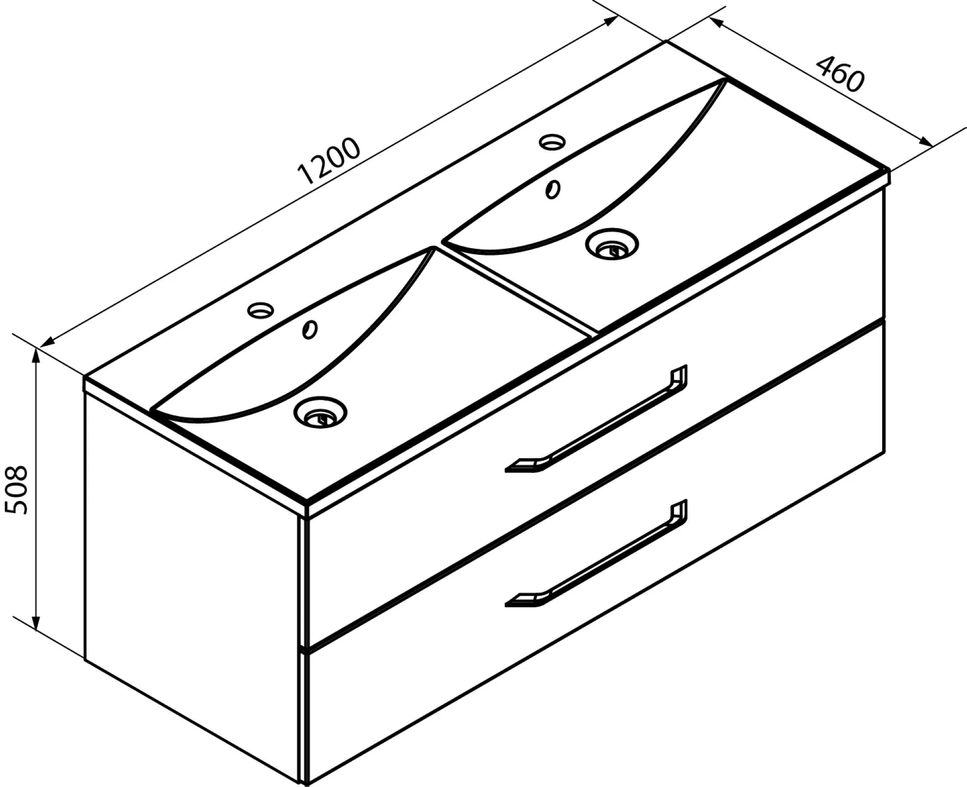 FACKELMANN B.CLEVER Waschbecken mit Unterschrank 120 cm, Braun hell, Doppelwaschbecken Gussmarmor Weiß