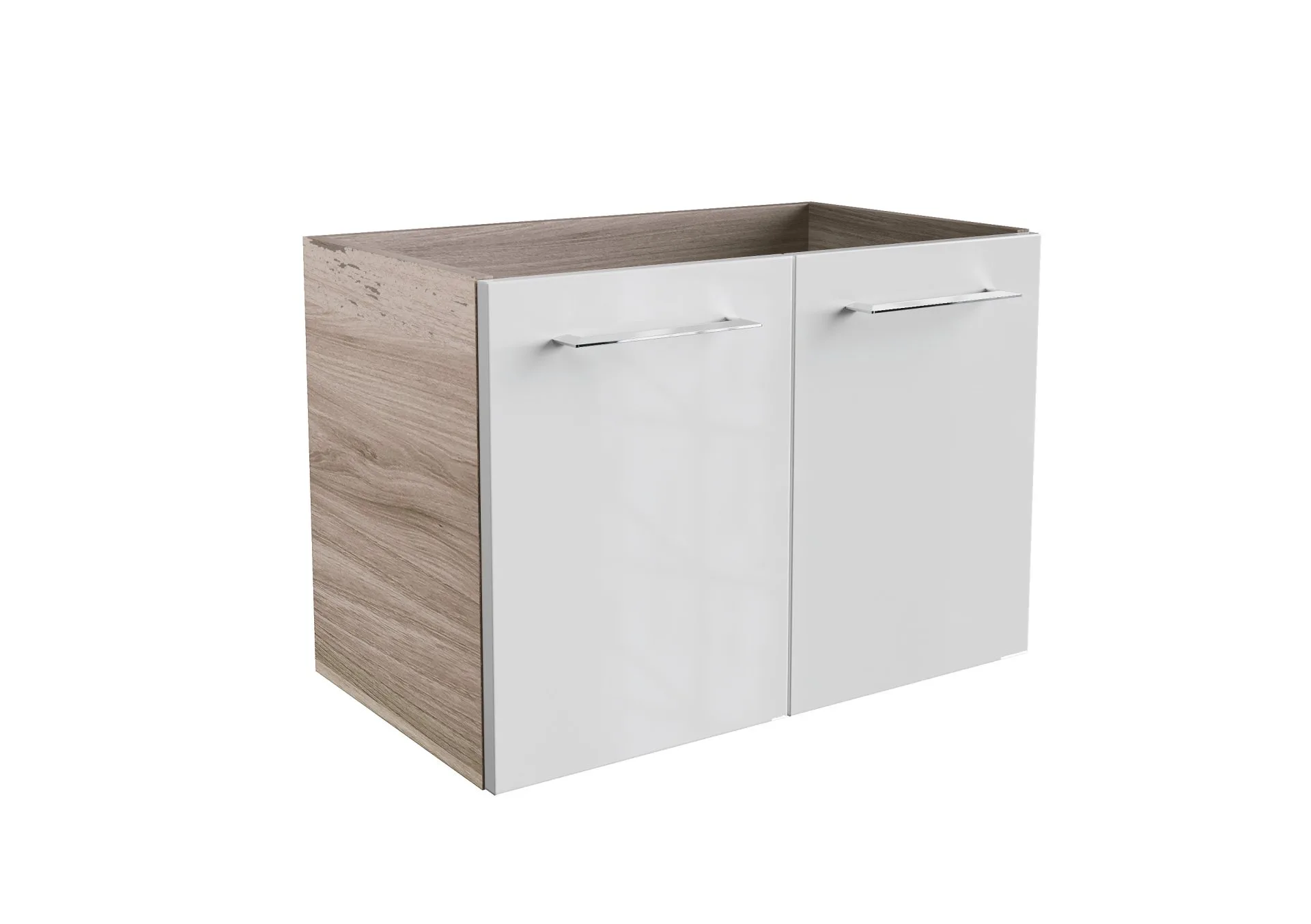 FACKELMANN LIMA Waschbeckenunterschrank 60 cm breit, Weiß/Braun