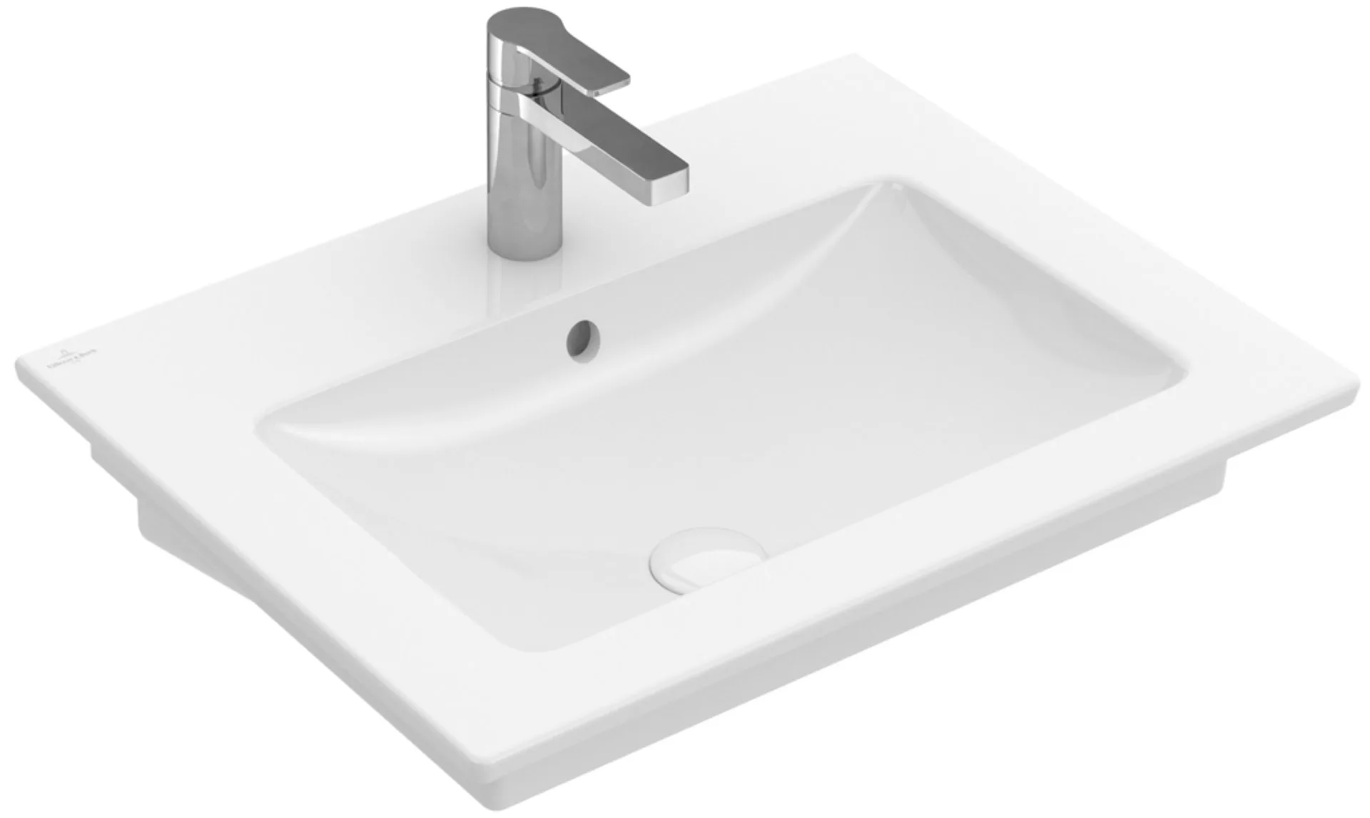 VILLEROY & BOCH VENTICELLO Waschbecken Keramik 65 cm breit, Weiß, mit Überlauf, CeramicPlus