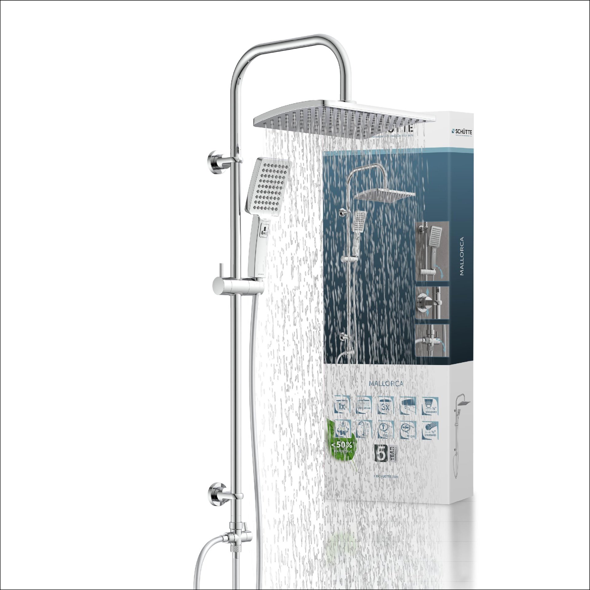 SCHÜTTE MALLORCA Überkopf-Brauseset, Chrom