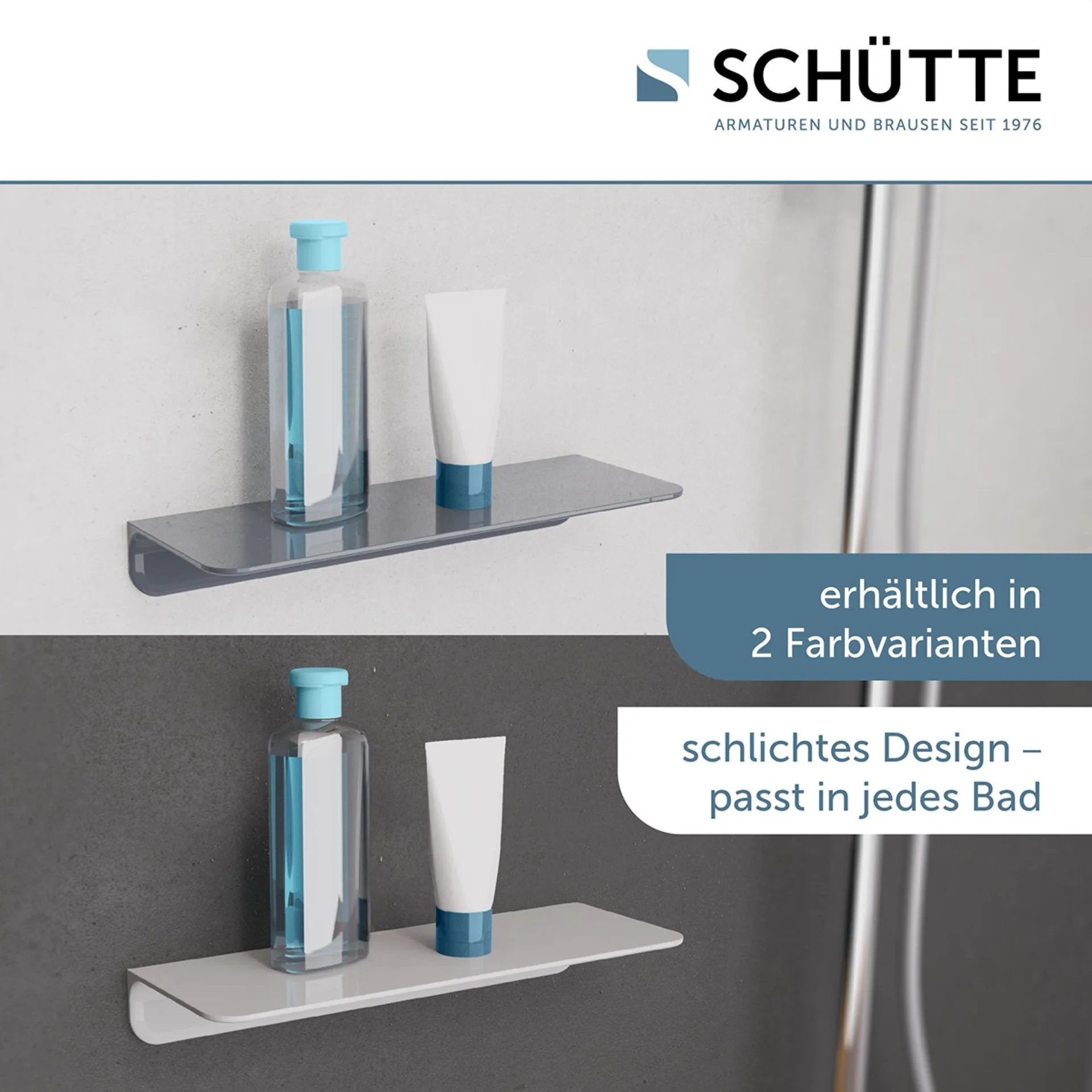 Schütte Duschablage, Anthrazit, zum Kleben