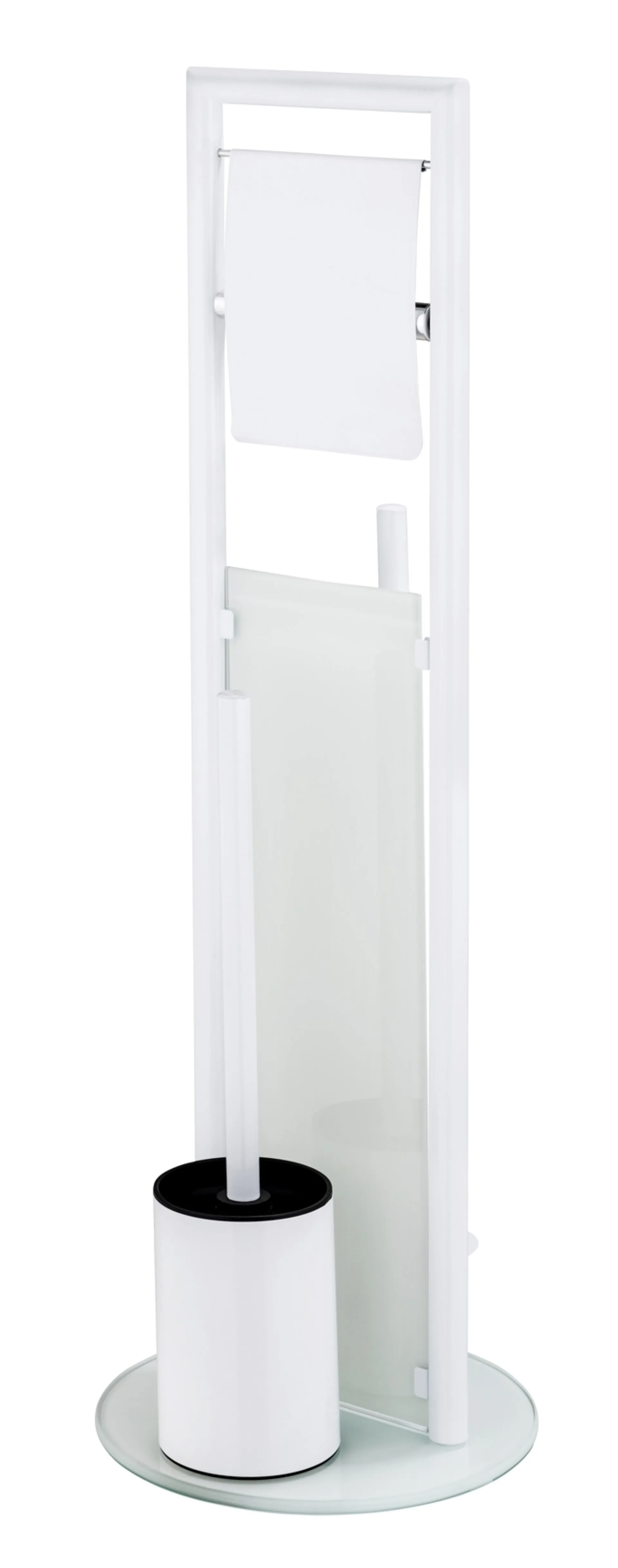 WENKO RAVINA WC-Garnitur, Weiß, mit Toilettenpapierhalter und Bevorrater, stehend