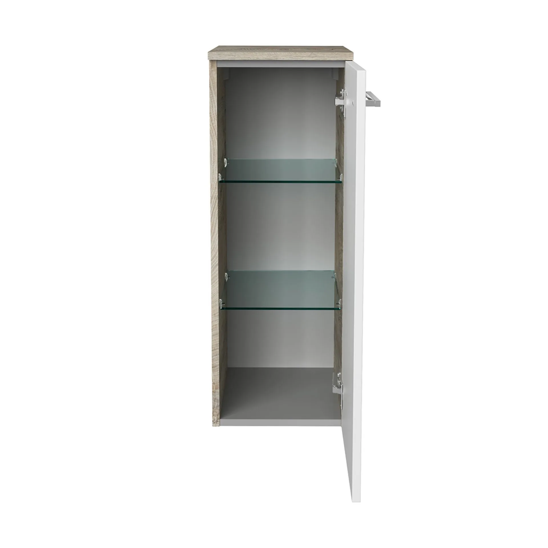 FACKELMANN B.STYLE Midischrank 30 cm breit, Weiß/Braun hell, Türanschlag rechts