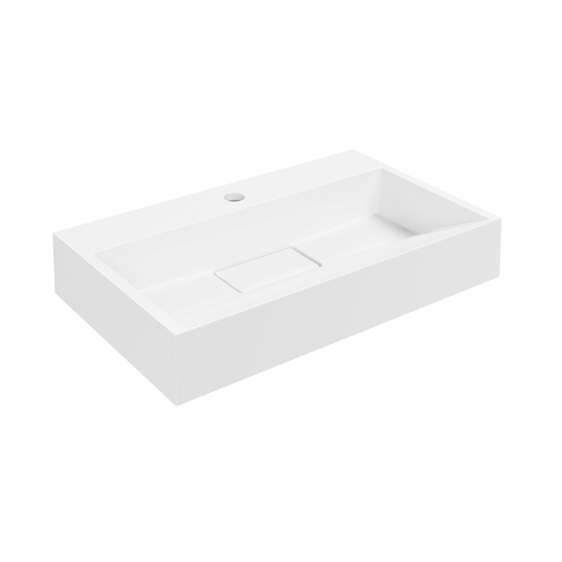 LANZET DUNE Waschbecken Gussmarmor 60 cm breit, Weiß matt