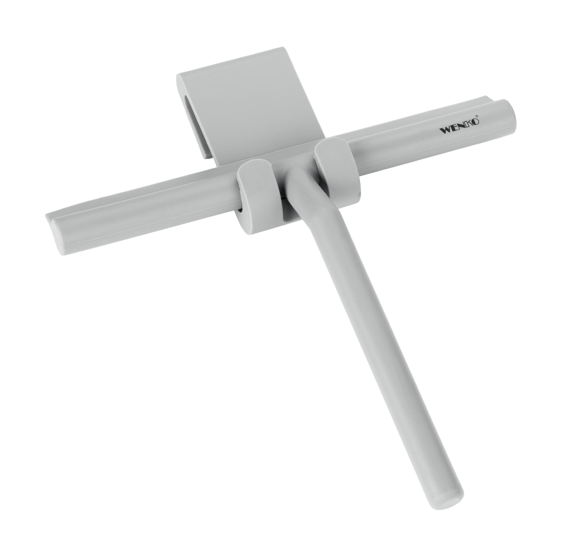 WENKO MOLA Duschabzieher, Grau, mit Wandhalterung, Edelstahl umantelt mit Silikon