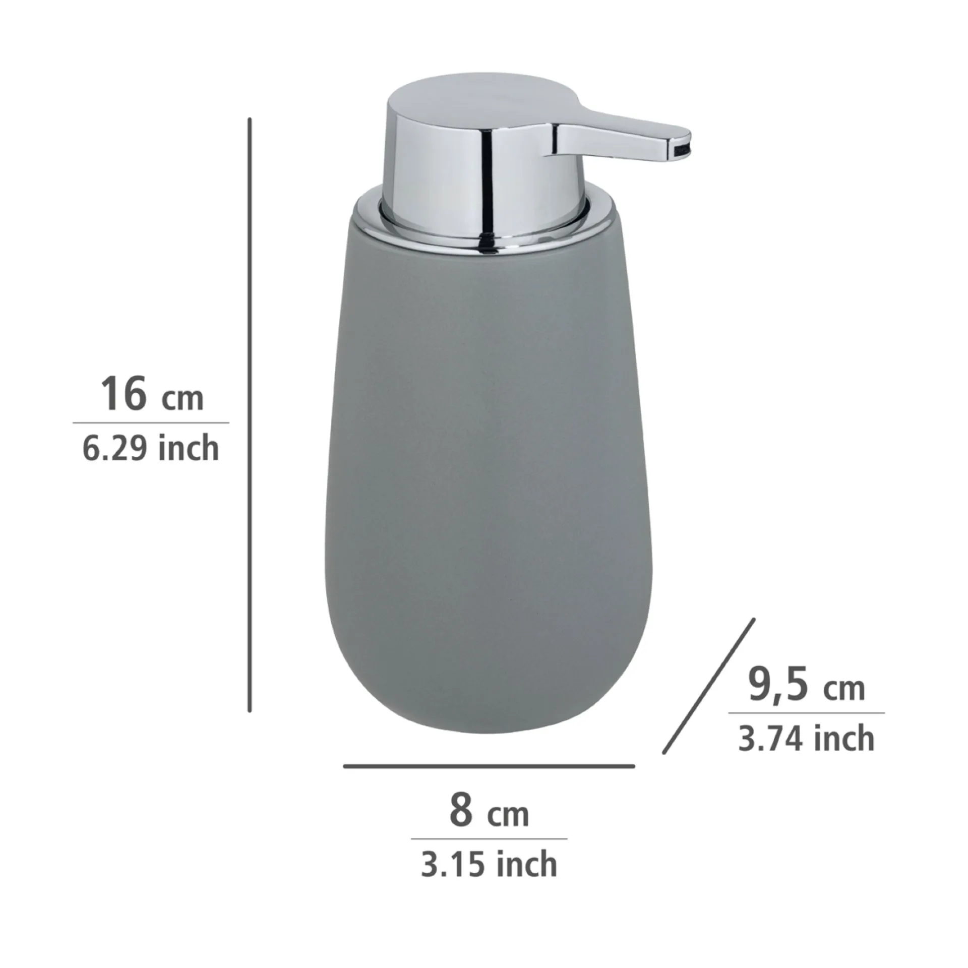 WENKO BADI Accessoire Set, Grau, Zahnputzbecher, Seifenspender, Keramik