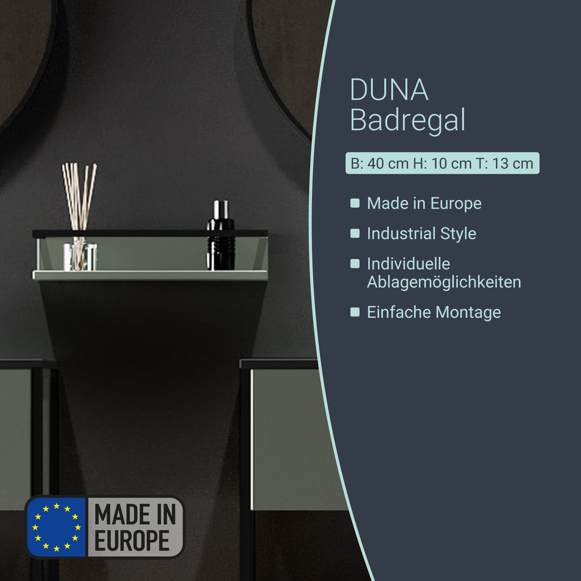 BADEDU DUNA Badregal 40 cm breit, Grün