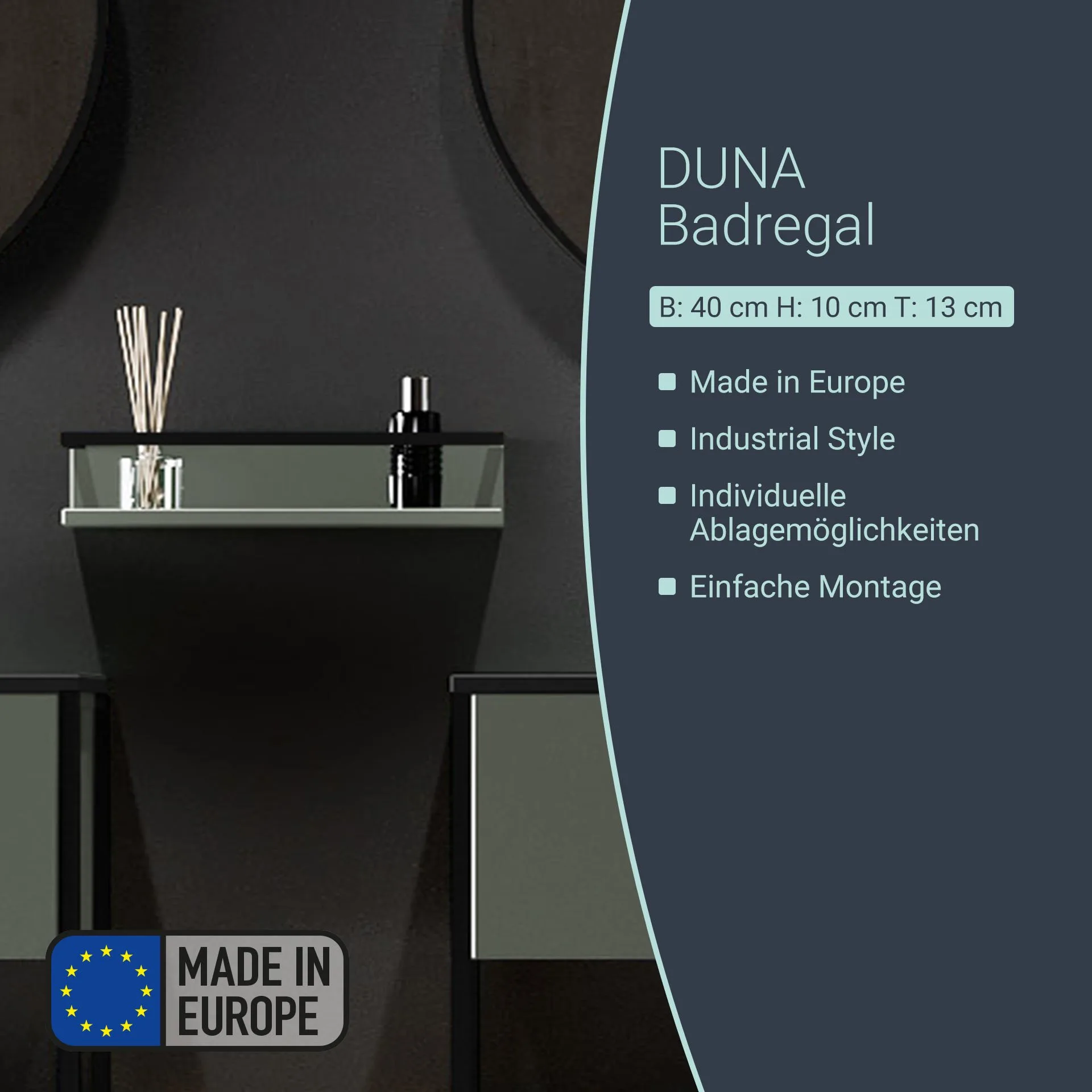 BADEDU DUNA Badregal 40 cm breit, Grün