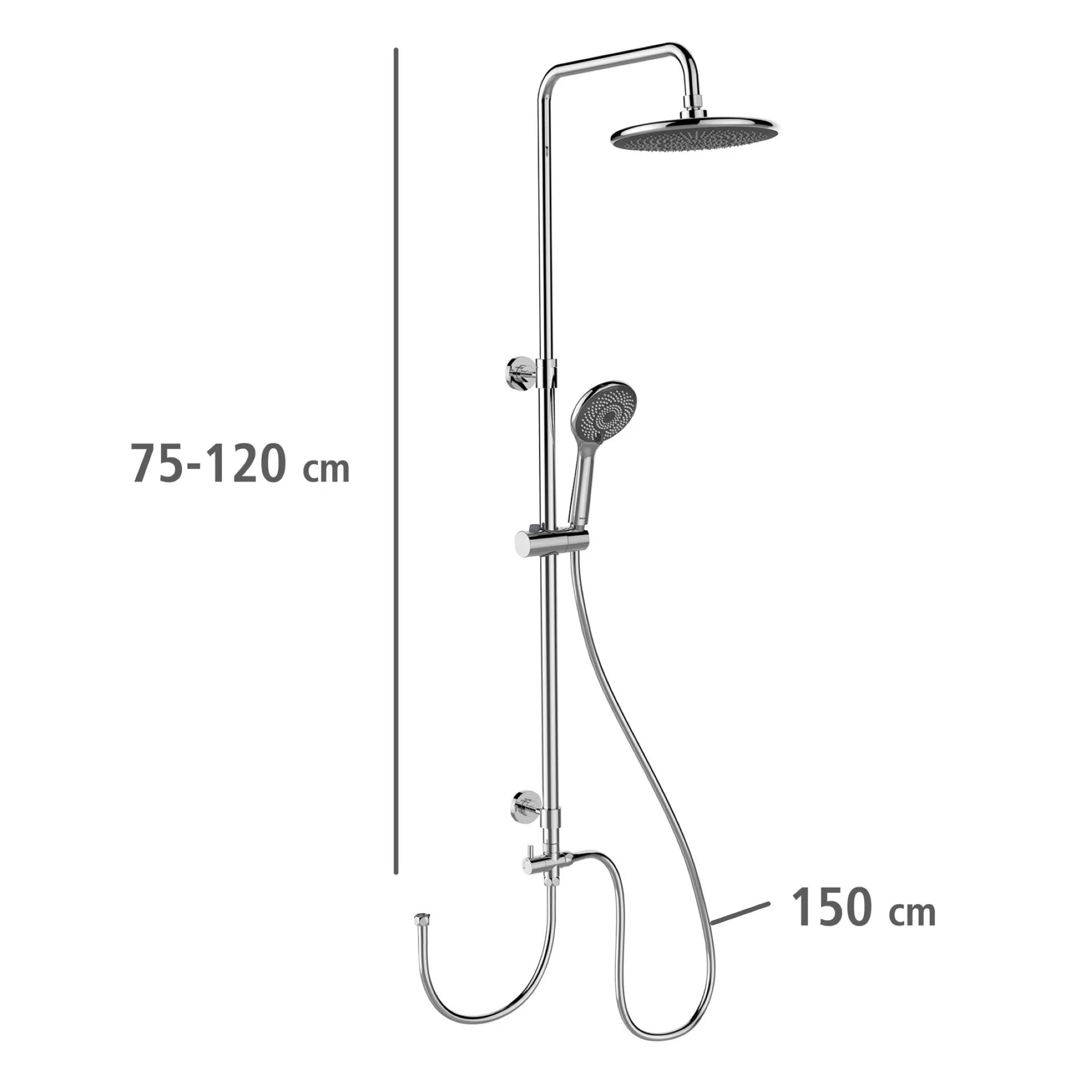WENKO Duschsystem, Chrom, mit Wassersparsystem, 3 verschiedene Wasserstrahlarten, Edelstahl