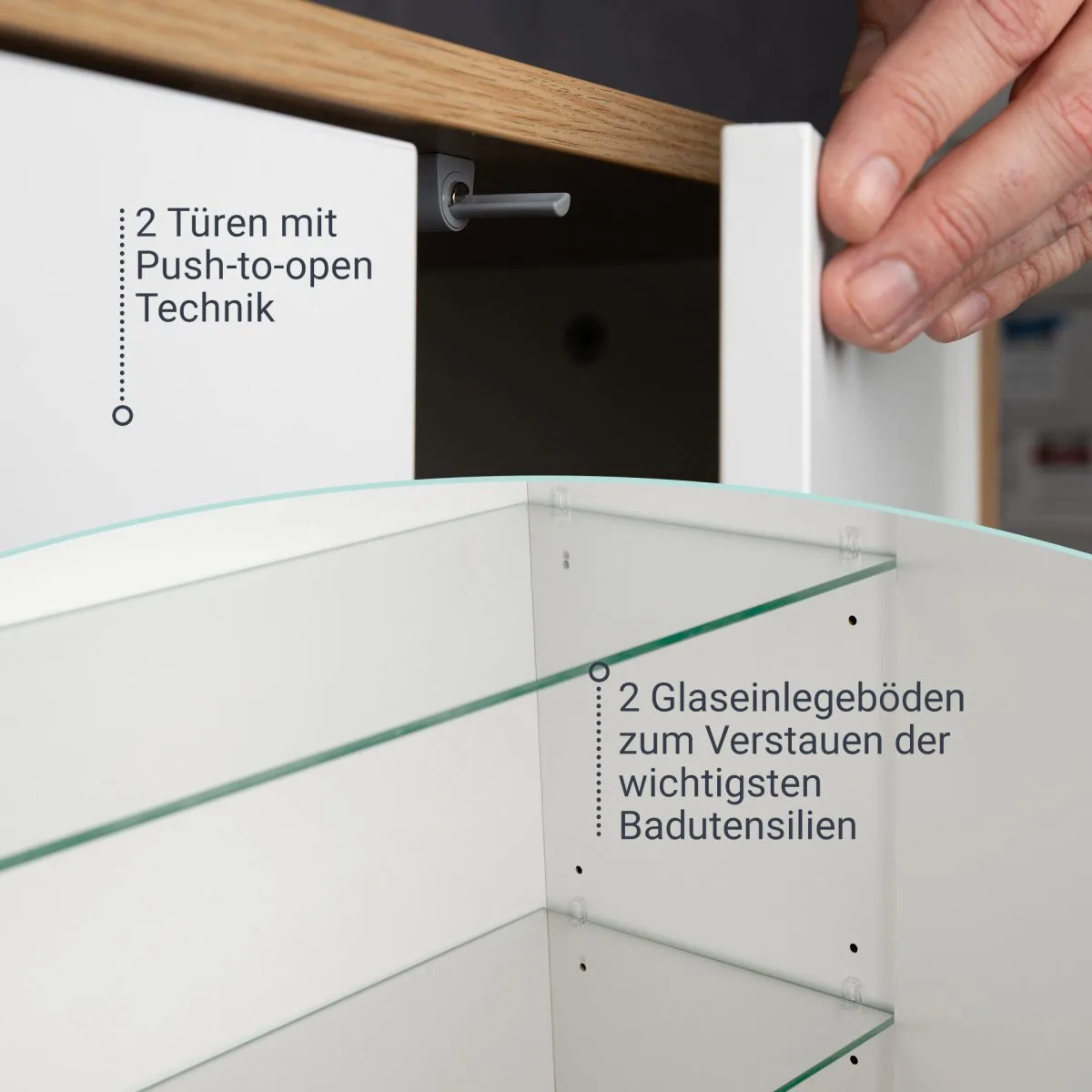 FACKELMANN FINN Doppel Hängeschrank 60 cm breit, Braun hell/Weiß