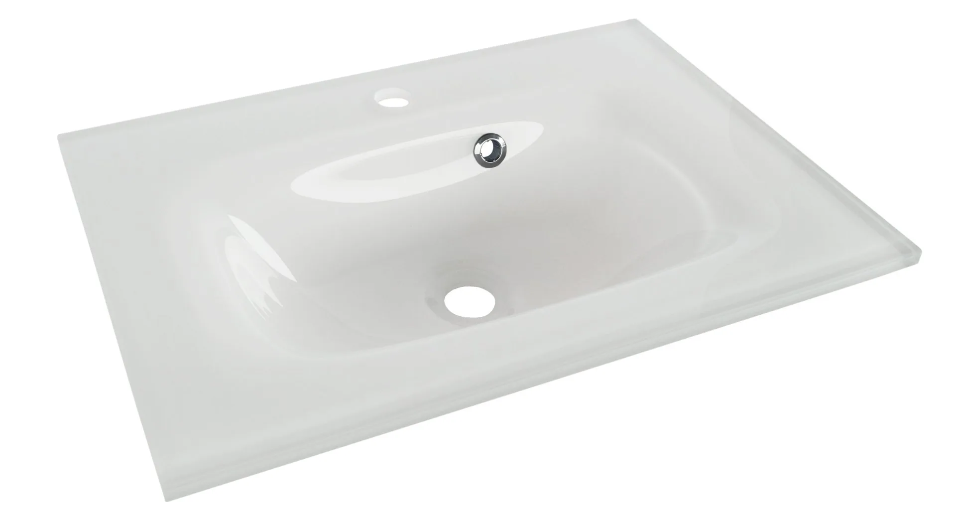 FACKELMANN Waschbecken 60 cm breit, Weiß, Glas