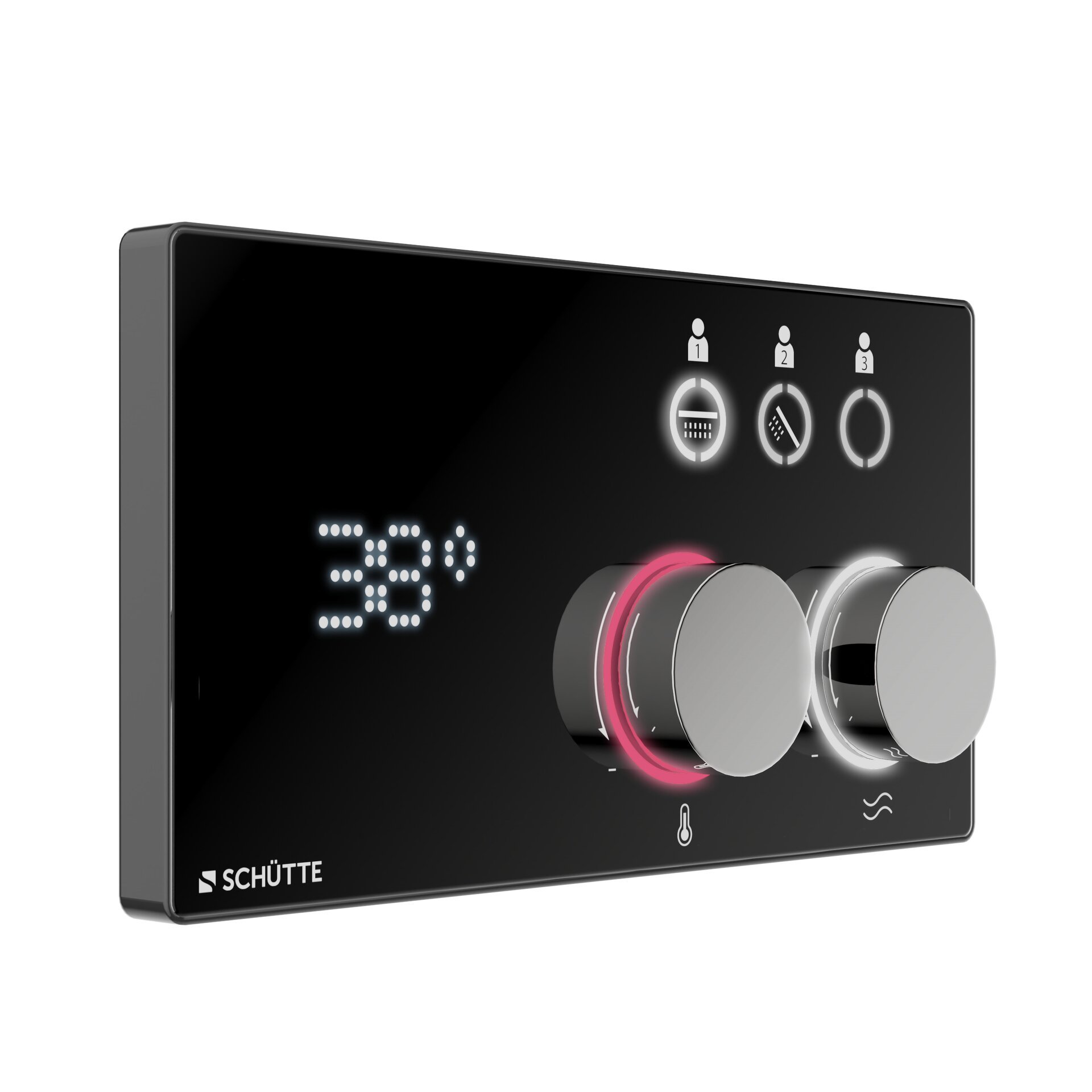 SCHÜTTE AQUADOT Digitales Duschsystem 21,5 cm breit, Schwarz matt/Chrom, Smart Control