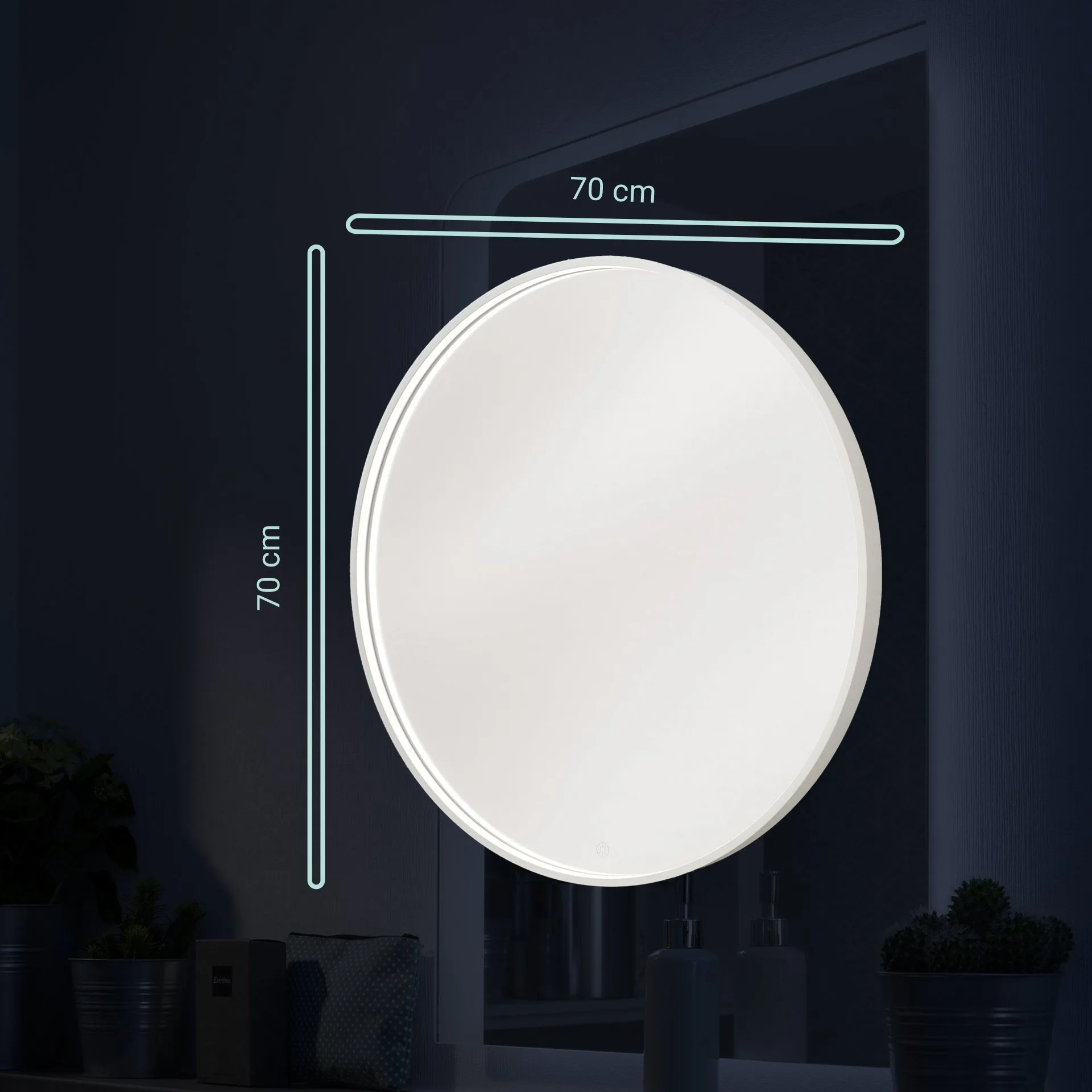 BADEDU VAAL LED Spiegel Ø 70 cm, rund, Weiß, Sensor