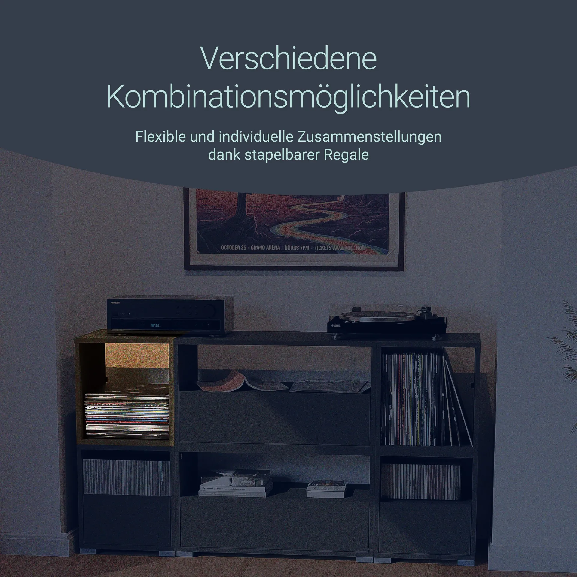 BADEDU VEER Regal 35 cm breit, Anthrazit, 2 Fächer