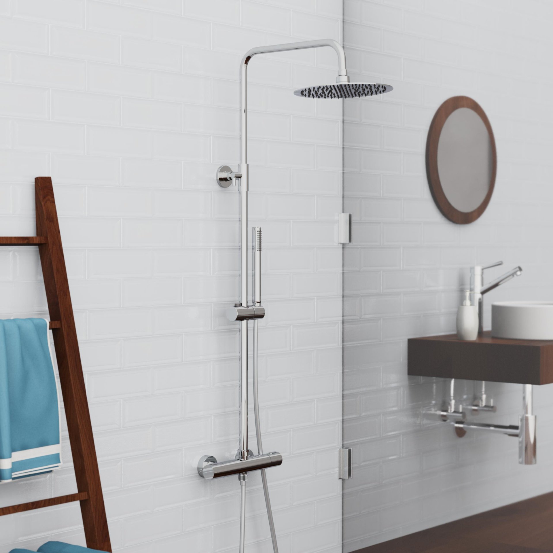 SCHÜTTE AQUADUCT Überkopf-Brauseset, Chrom, mit Duschthermostat