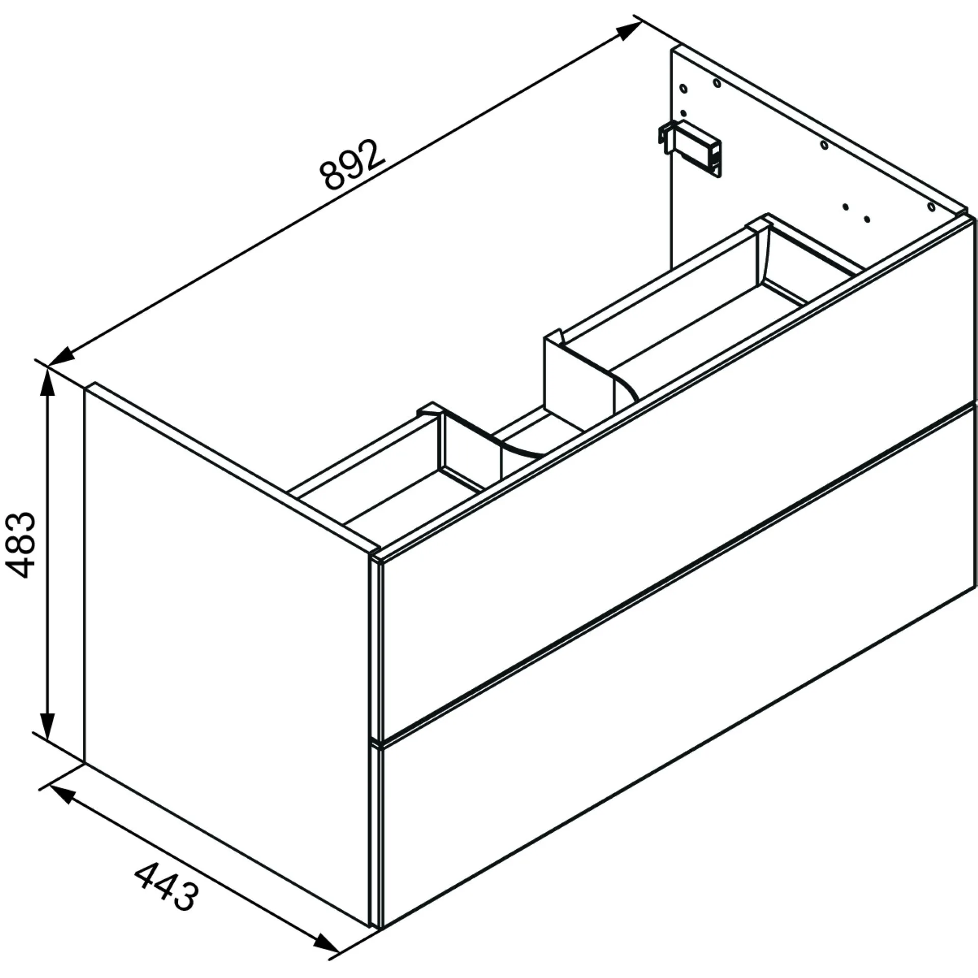LANZET K1 Waschbeckenunterschrank 90 cm breit, Braun hell