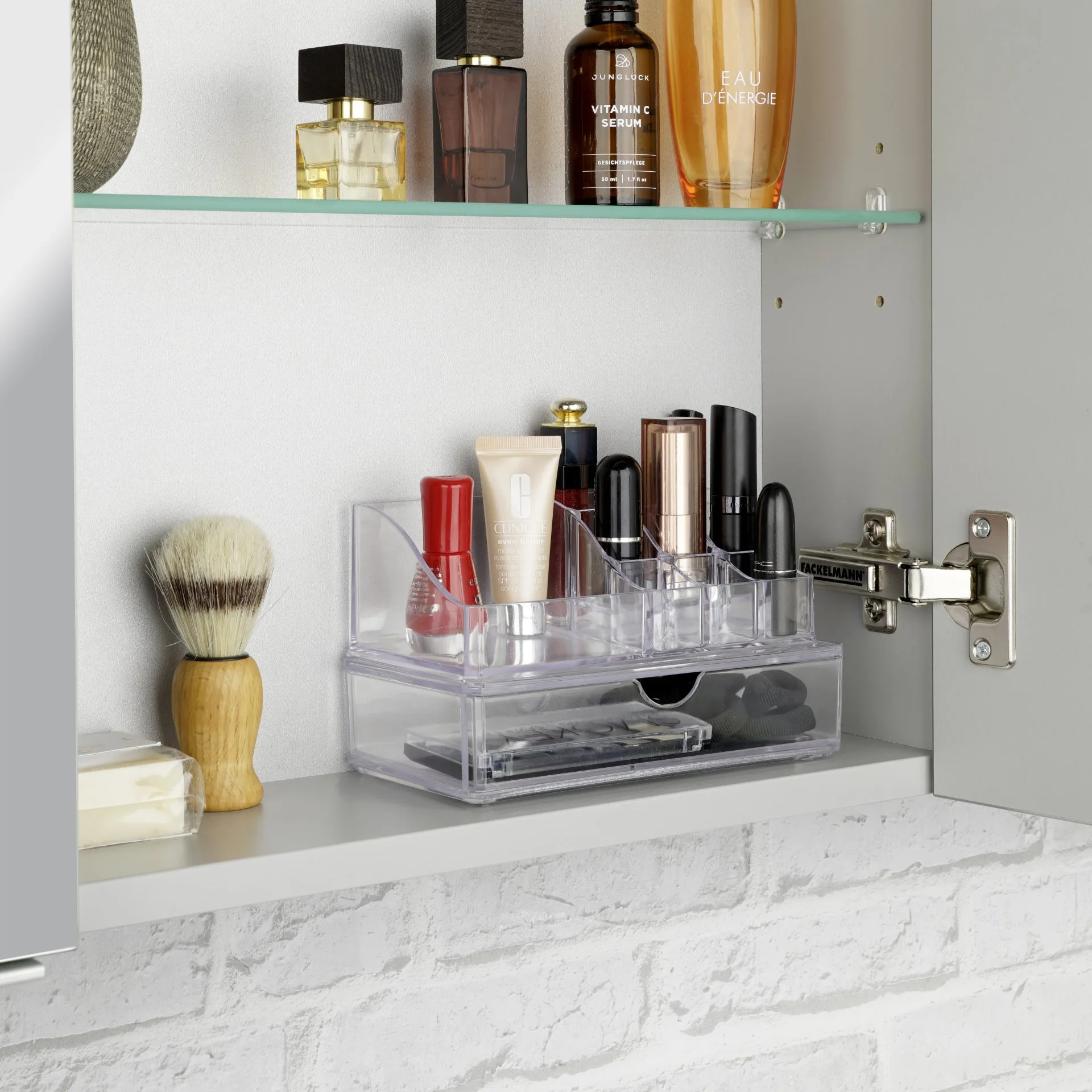 FACKELMANN Kosmetik Organizer Set, Transparent, aus Kunststoff