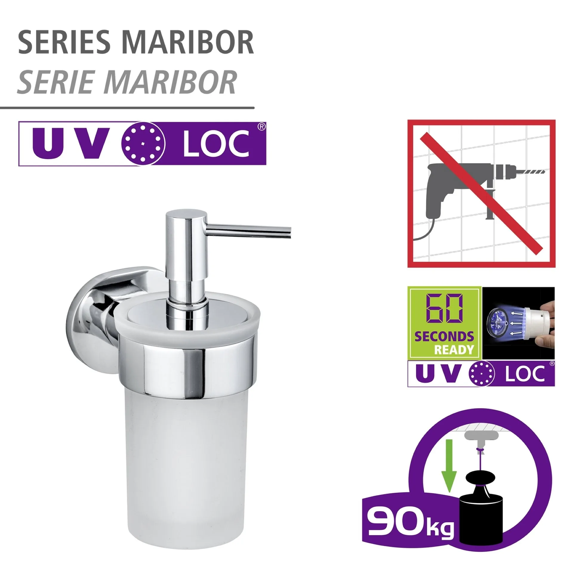 WENKO MARIBOR Seifenspender 150 ml, Silber, UV-Loc