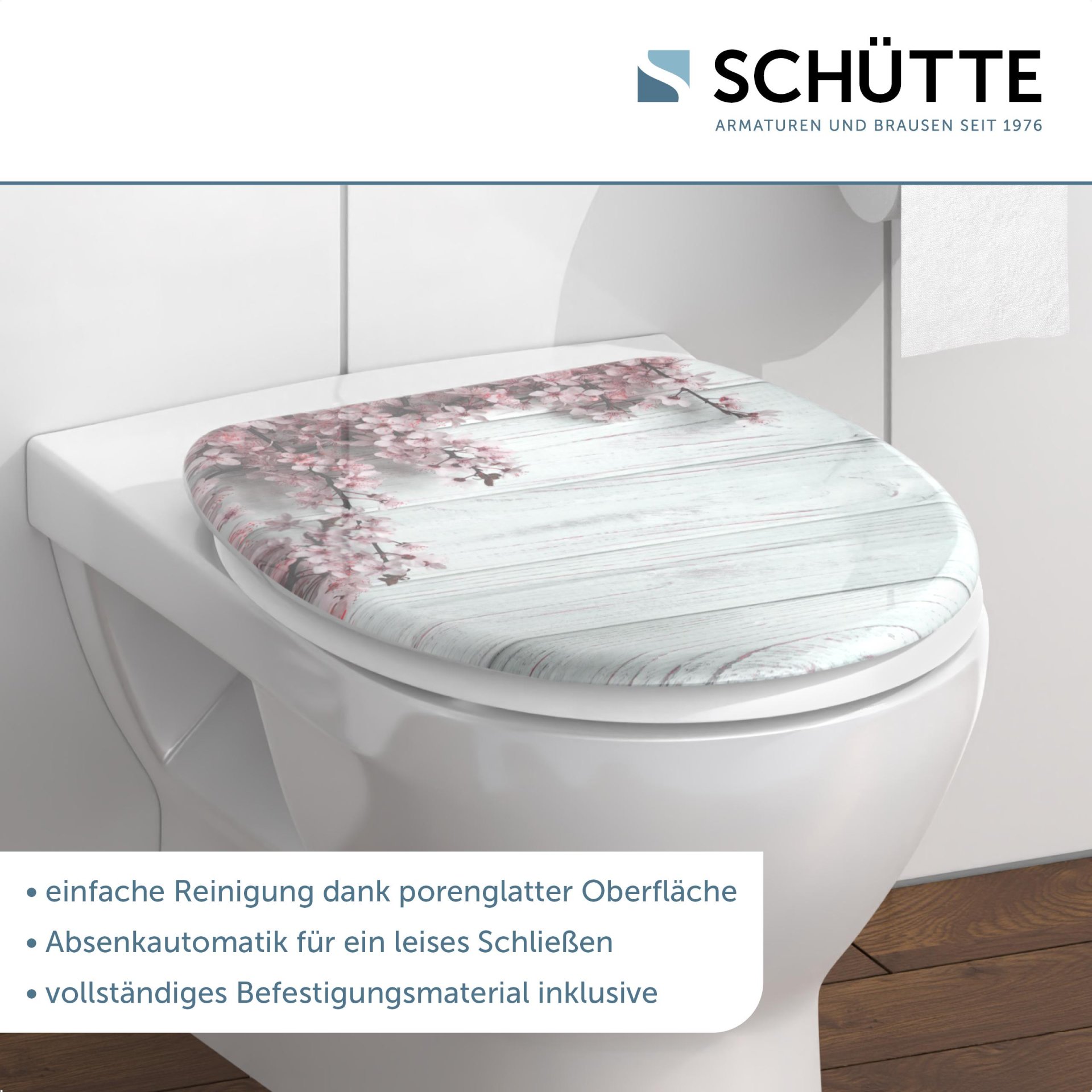 SCHÜTTE FLOWERS AND WOOD WC-Sitz, Kunststoff, mit Absenkautomatik