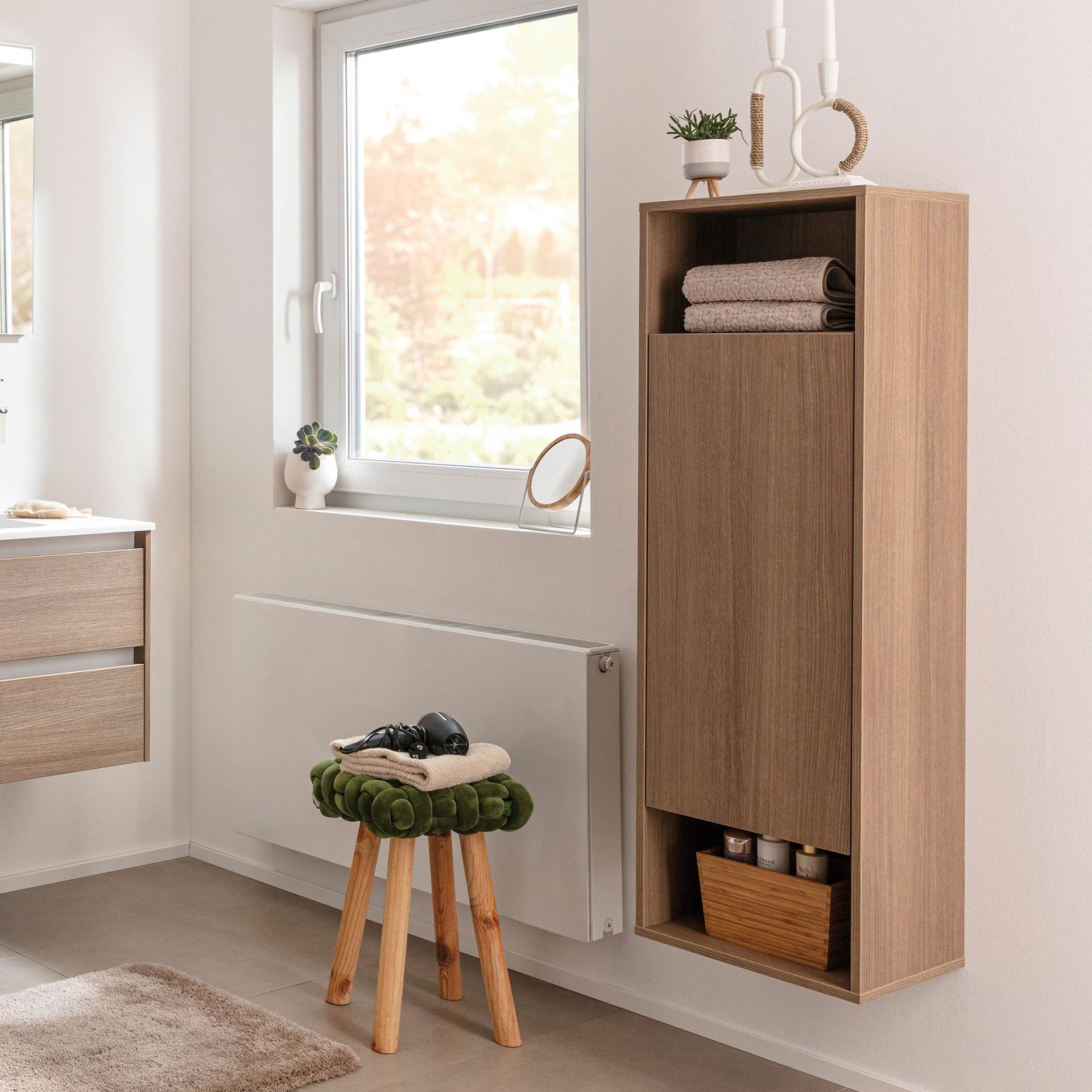 FACKELMANN VITA Midischrank 40 cm breit, Braun hell, Türanschlag rechts, 2 Fächer