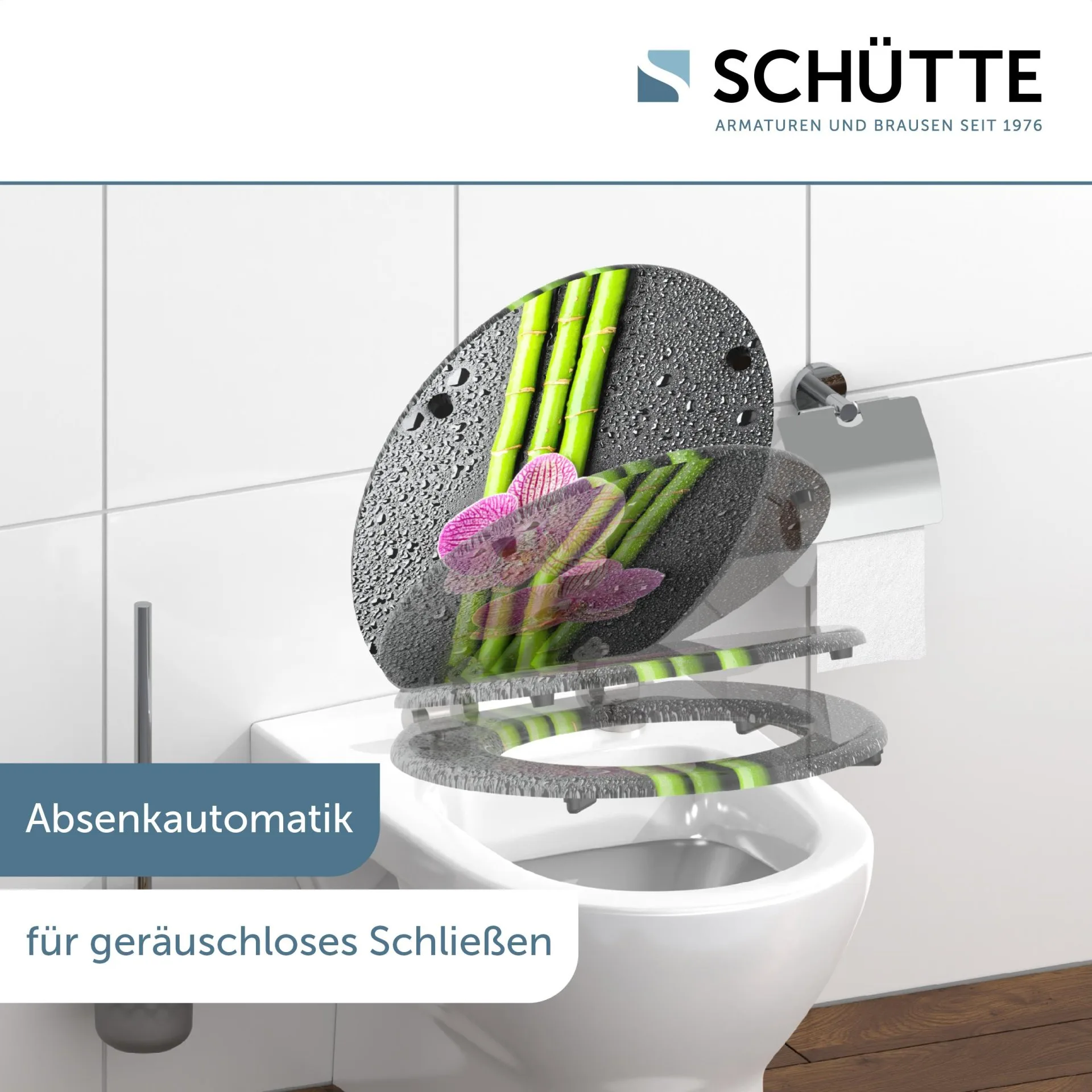 SCHÜTTE ASIA WC-Sitz, Grau, MDF, mit Absenkautomatik