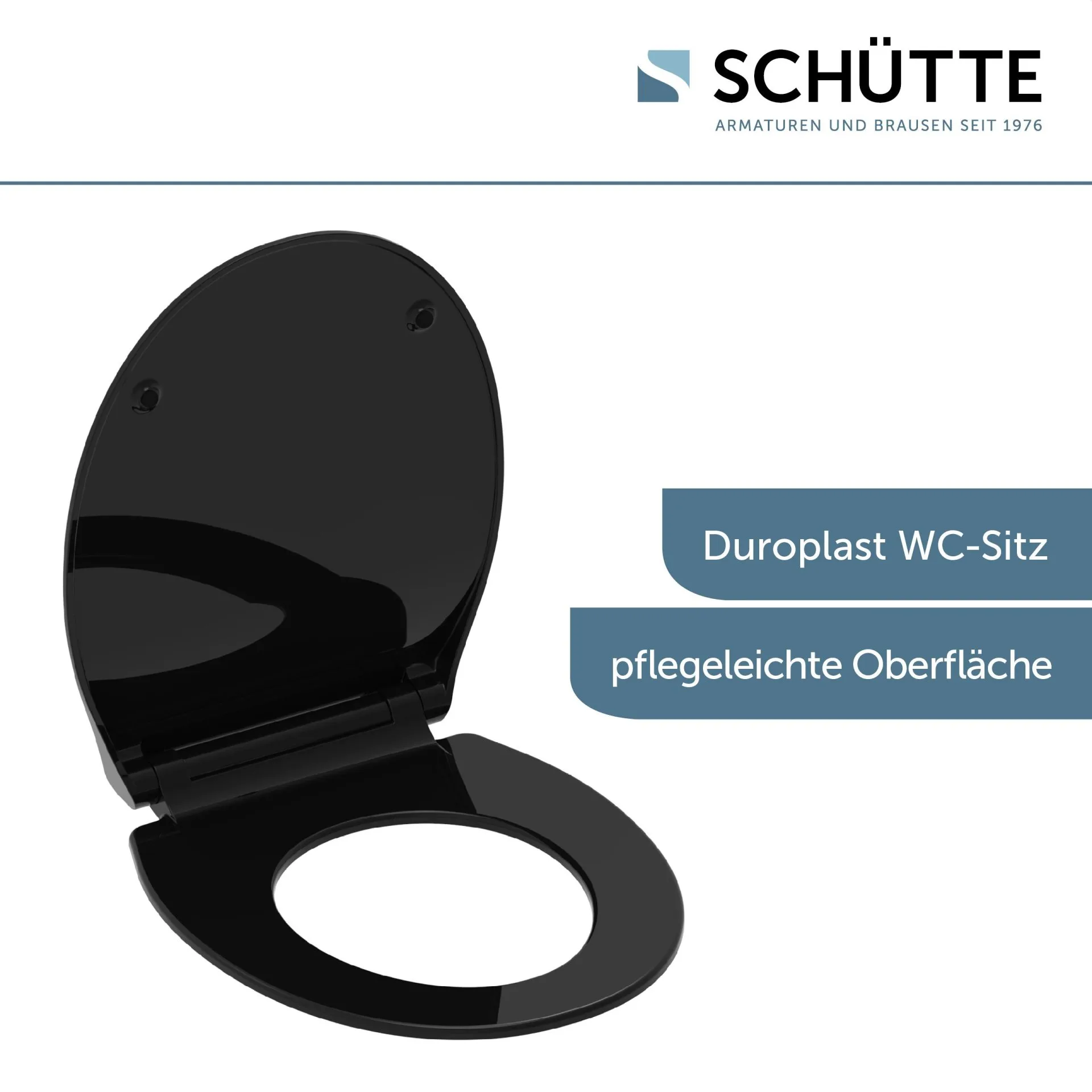 SCHÜTTE SLIM BLACK WC-Sitz, Kunststoff, mit Absenkautomatik und Schnellverschluss
