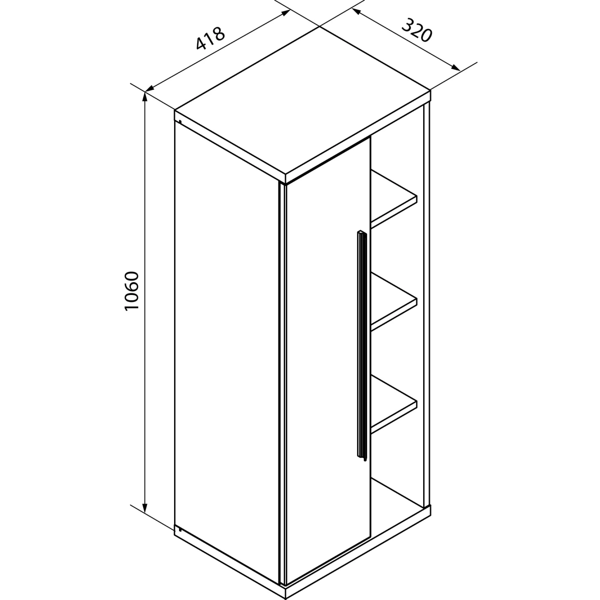FACKELMANN STANFORD Midischrank 42 cm breit, Weiß/Braun hell, Türanschlag links