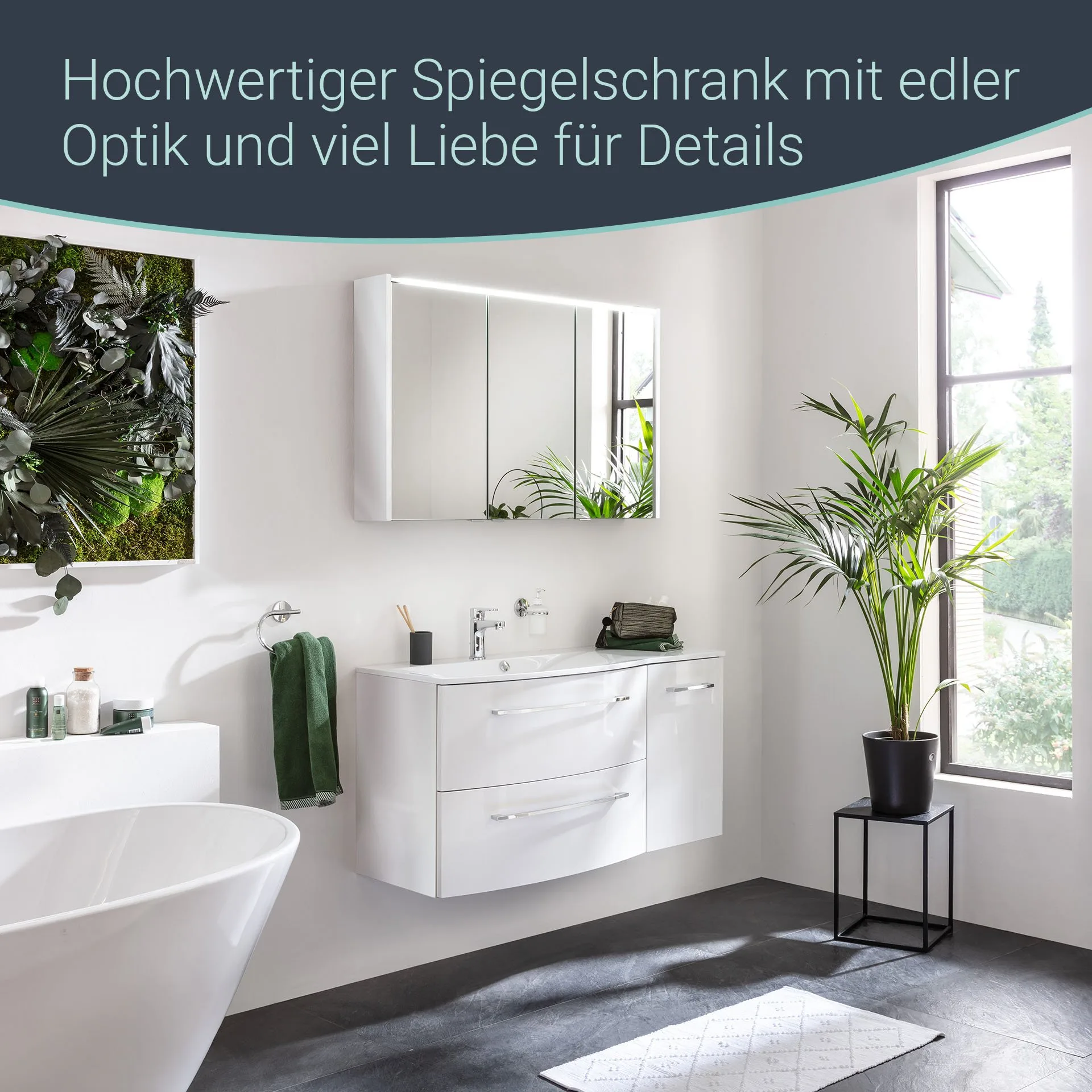 FACKELMANN VERONA LED Spiegelschrank 110 cm breit, Weiß Hochglanz