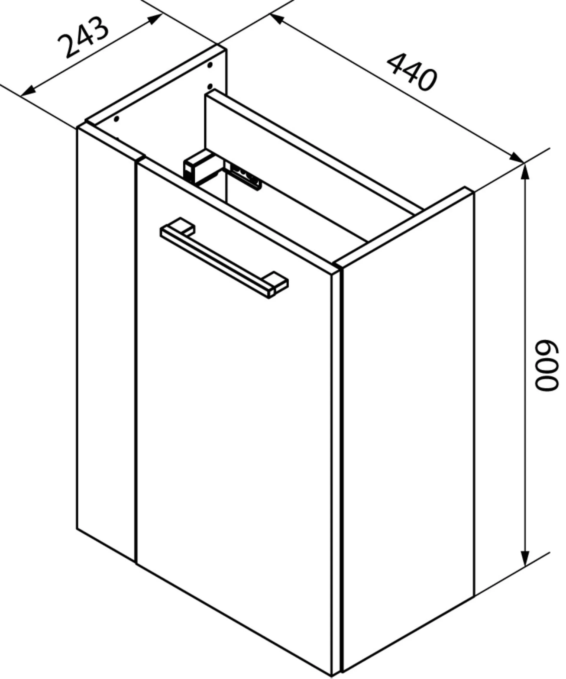 FACKELMANN SBC B.STYLE Gäste WC Waschtisch Set 45 cm breit, Braun/Weiß, Waschbecken Glas Anthrazit, Türanschlag rechts