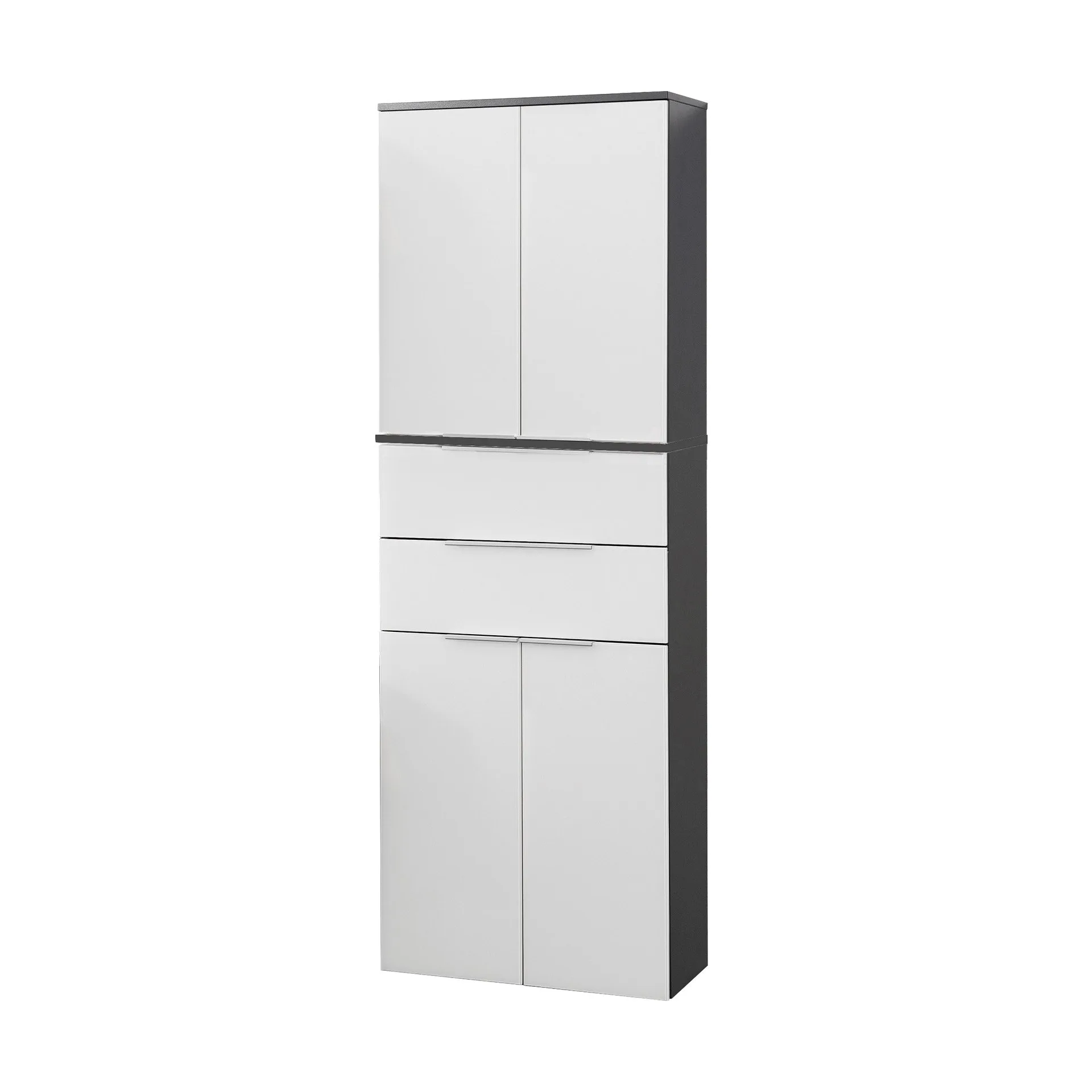 FACKELMANN KARA Doppel Hochschrank 61 cm breit, Weiß/Anthrazit, mit 2 Schubladen