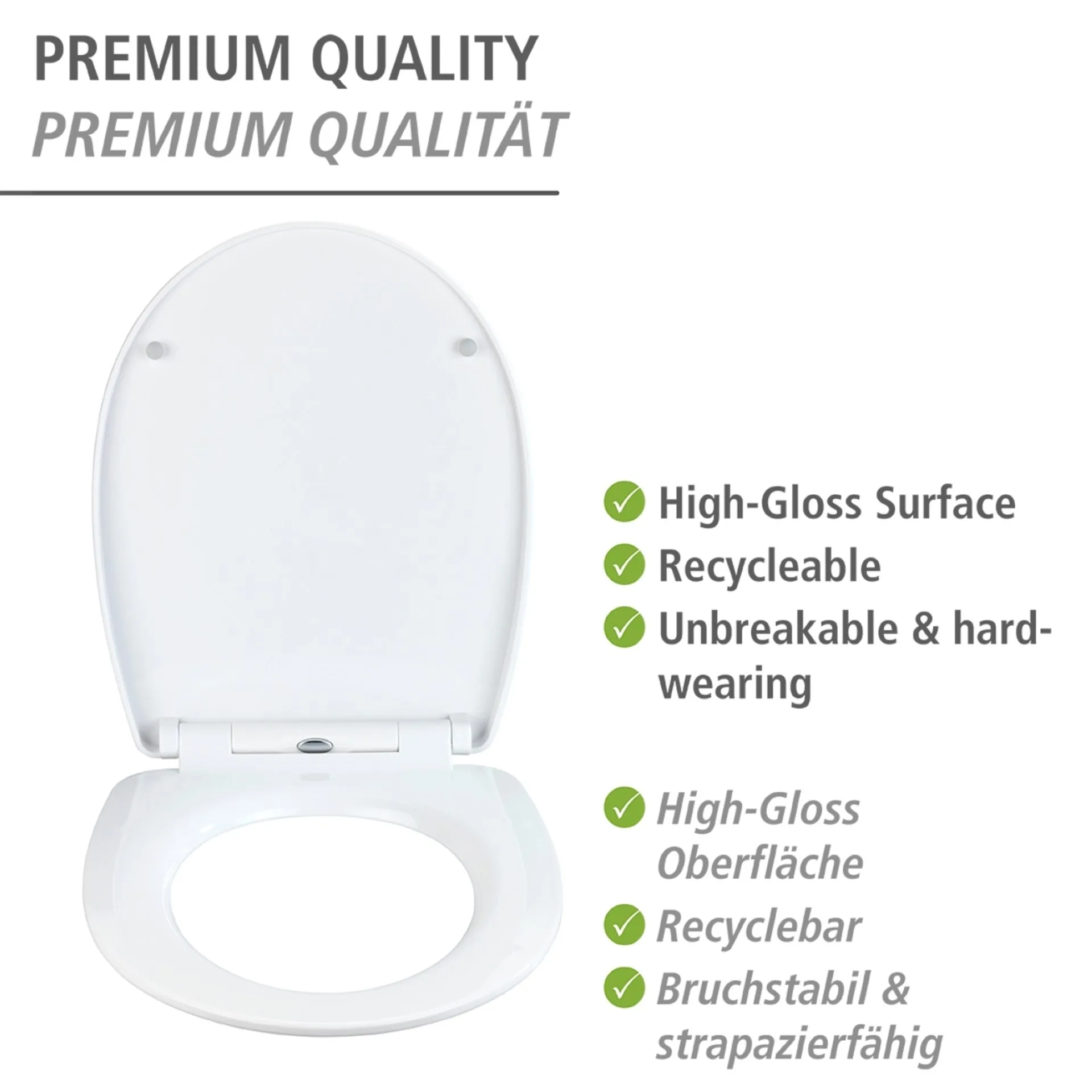 WENKO POLAR WC-Sitz, Weiß/Blau, Hochglanz, 350 kg Tragkraft, mit Absenkautomatik