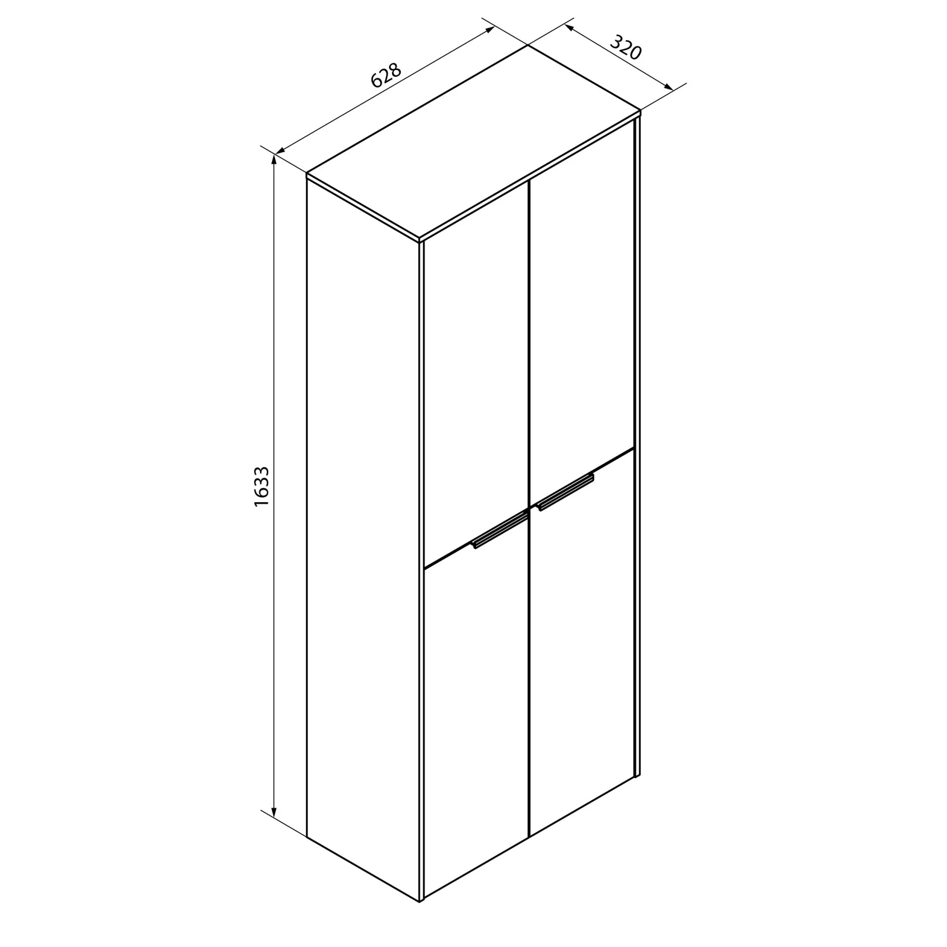 FACKELMANN FLAIR Doppel Hochschrank 63 cm breit, Weiß/Anthrazit