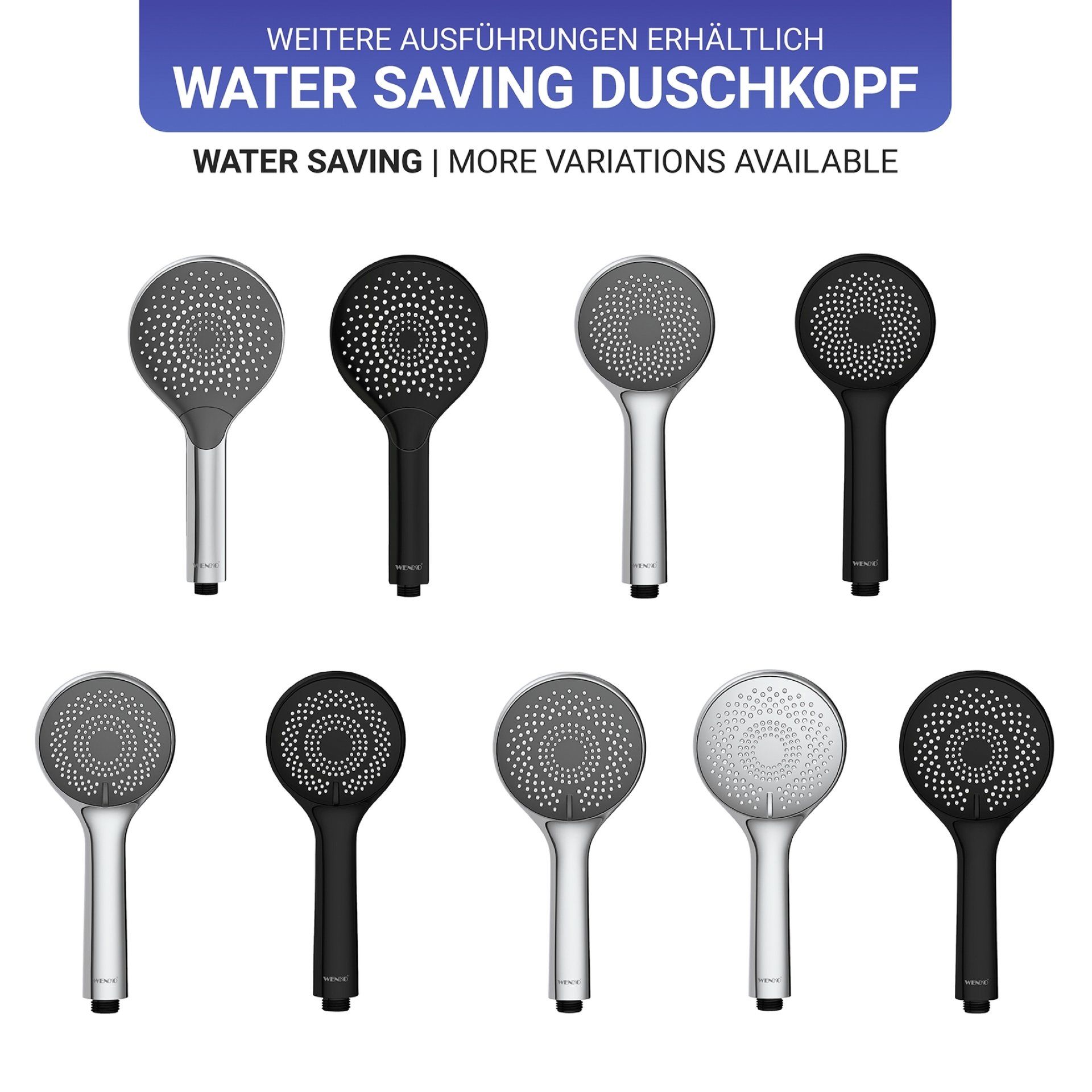 WENKO Duschkopf Ø 11 cm, Chrom, mit Wassersparsystem, 3 verschiedene Wasserstrahlarten