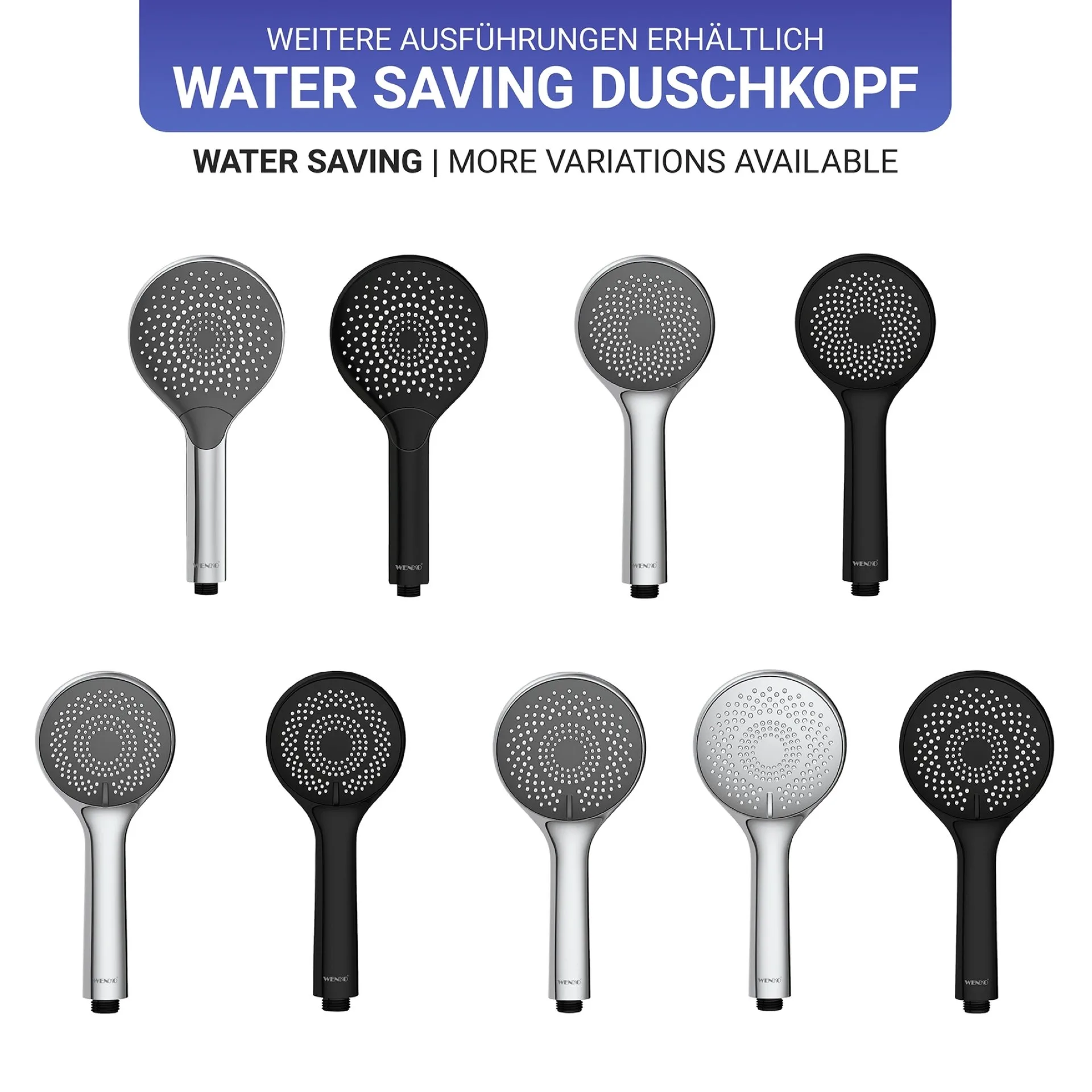 WENKO Duschkopf Ø 11 cm, Chrom, 3 verschiedene Wasserstrahlarten