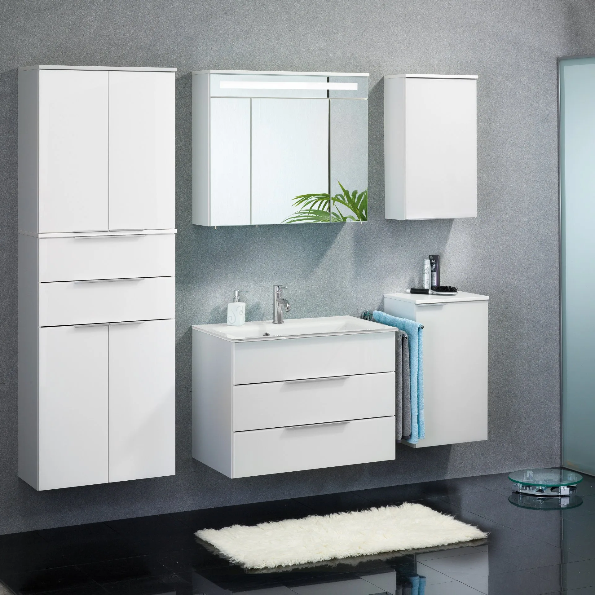 FACKELMANN KARA Waschbeckenunterschrank 80 cm breit, Weiß, 2 Schubladen
