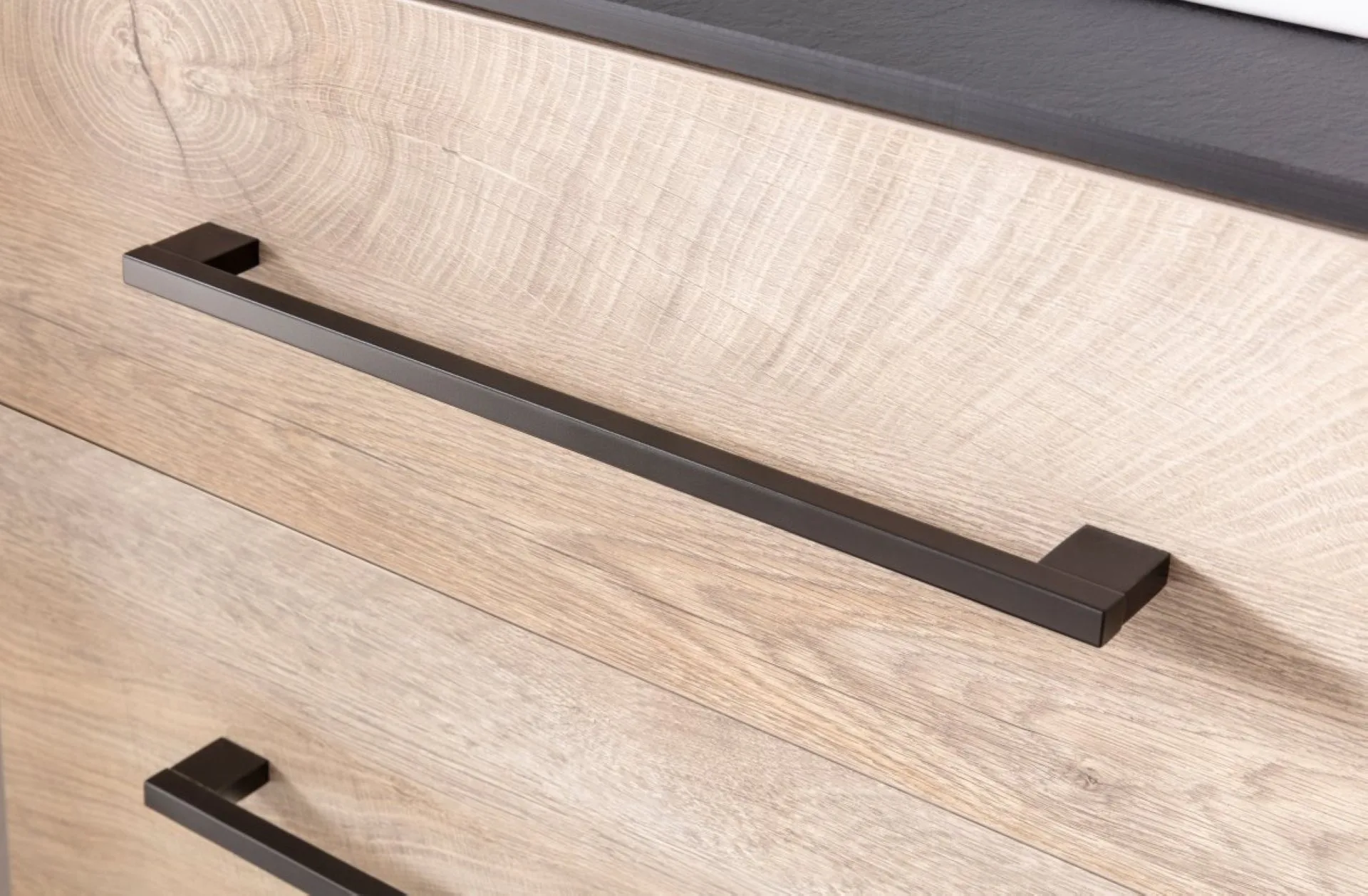 FACKELMANN OXFORD Badmöbel Set 4-teilig 60 cm breit, Braun hell, Aufsatzwaschbecken Keramik Weiß + Waschtischplatte + LED Spiegelschrank