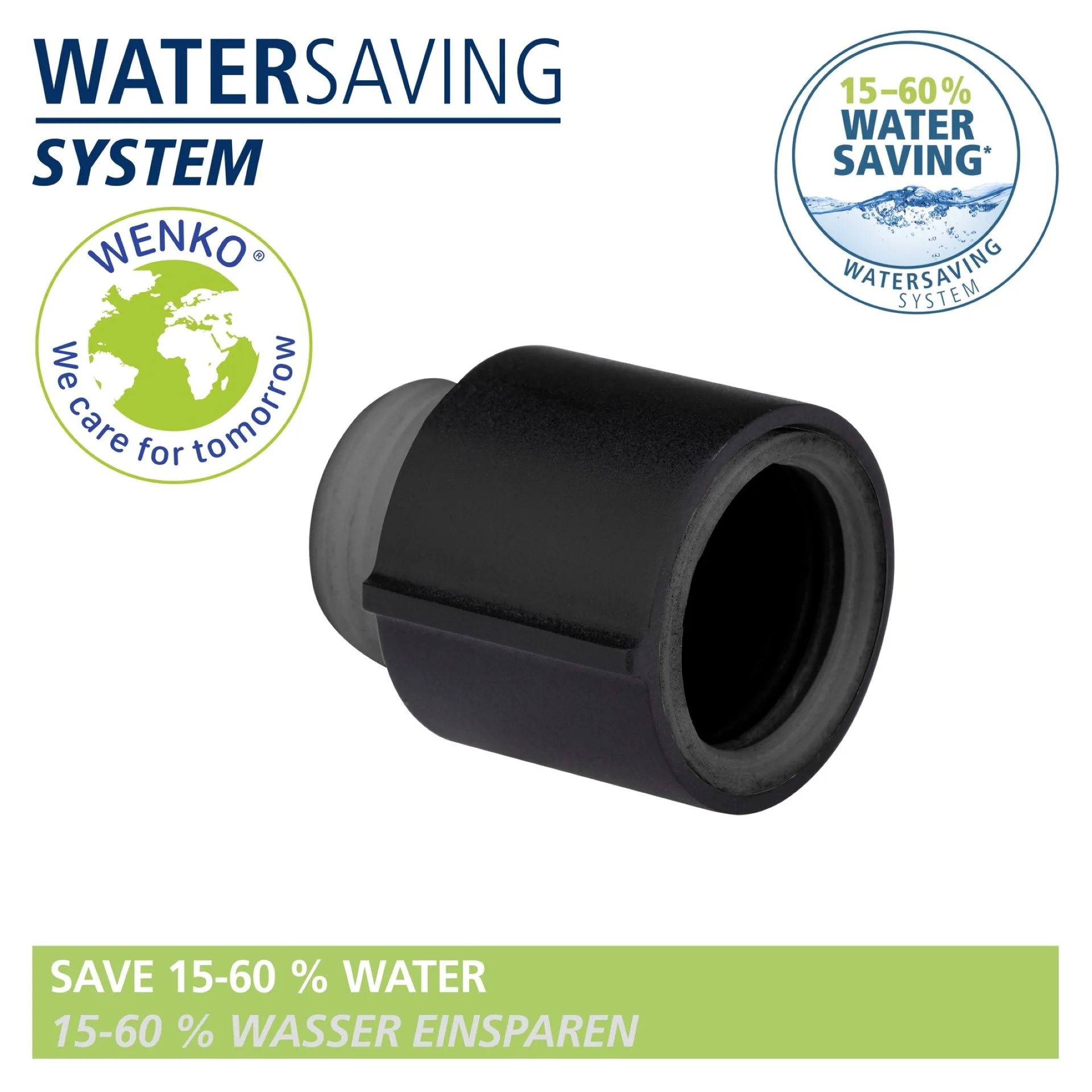 WENKO YOUNG ECO Duschsystem, Schwarz, mit Wassersparsystem, 5 verschiedene Wasserstrahlarten, Duschthermostat