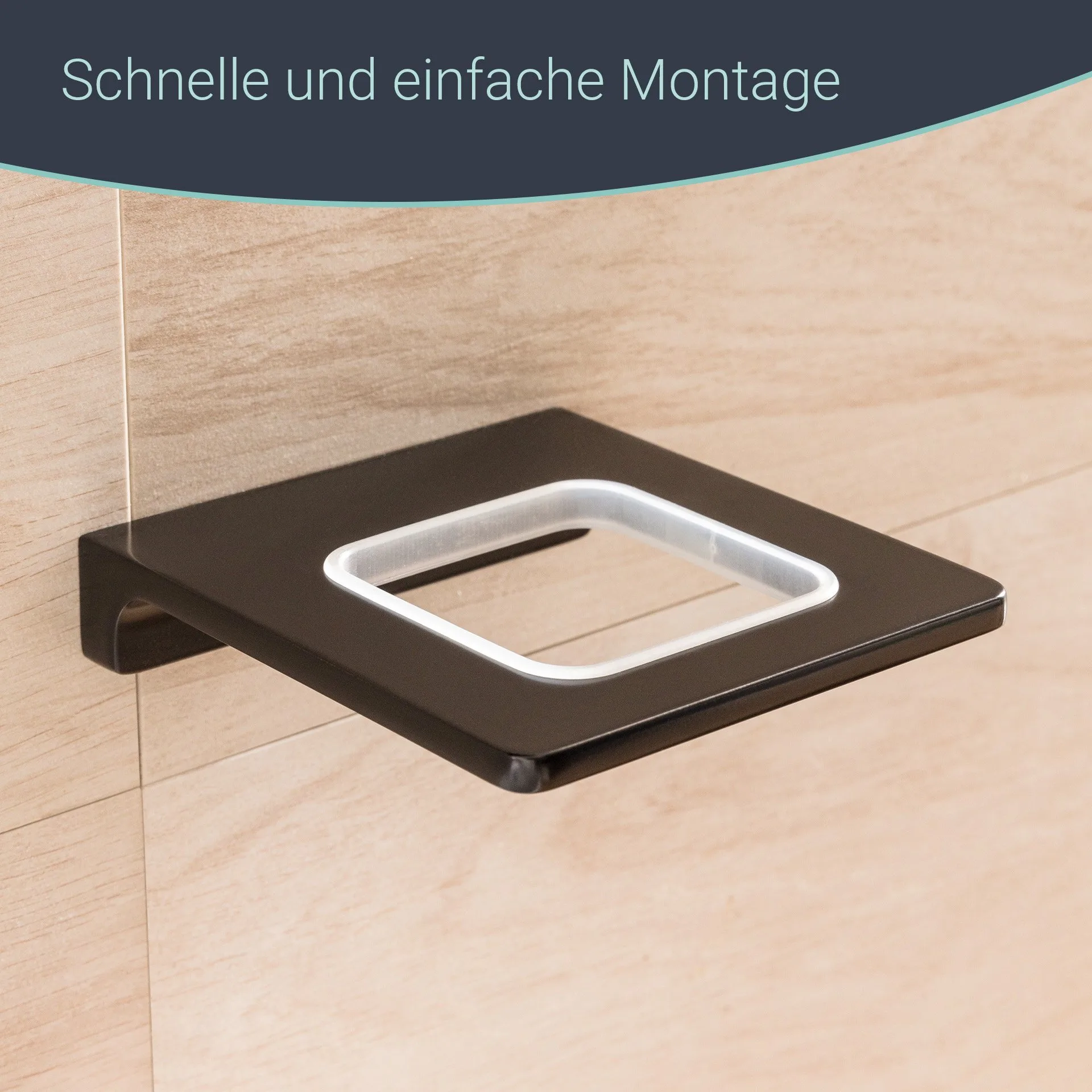 BadeDu SIRIUS Seifenspender mit Halter Schwarz matt