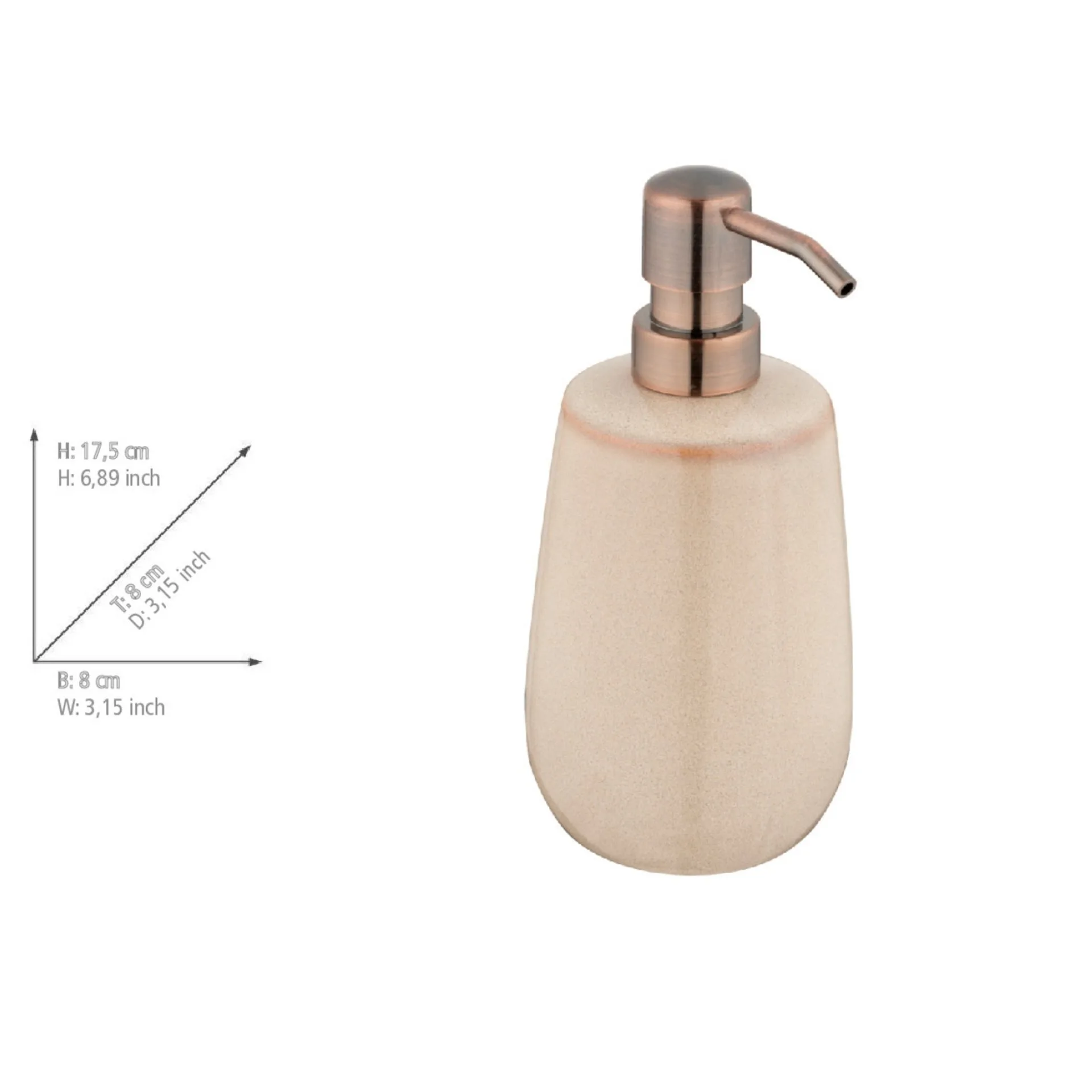 WENKO SIRMIONE Accessoire Set, Beige, Zahnputzbecher, Seifenspender, Keramik
