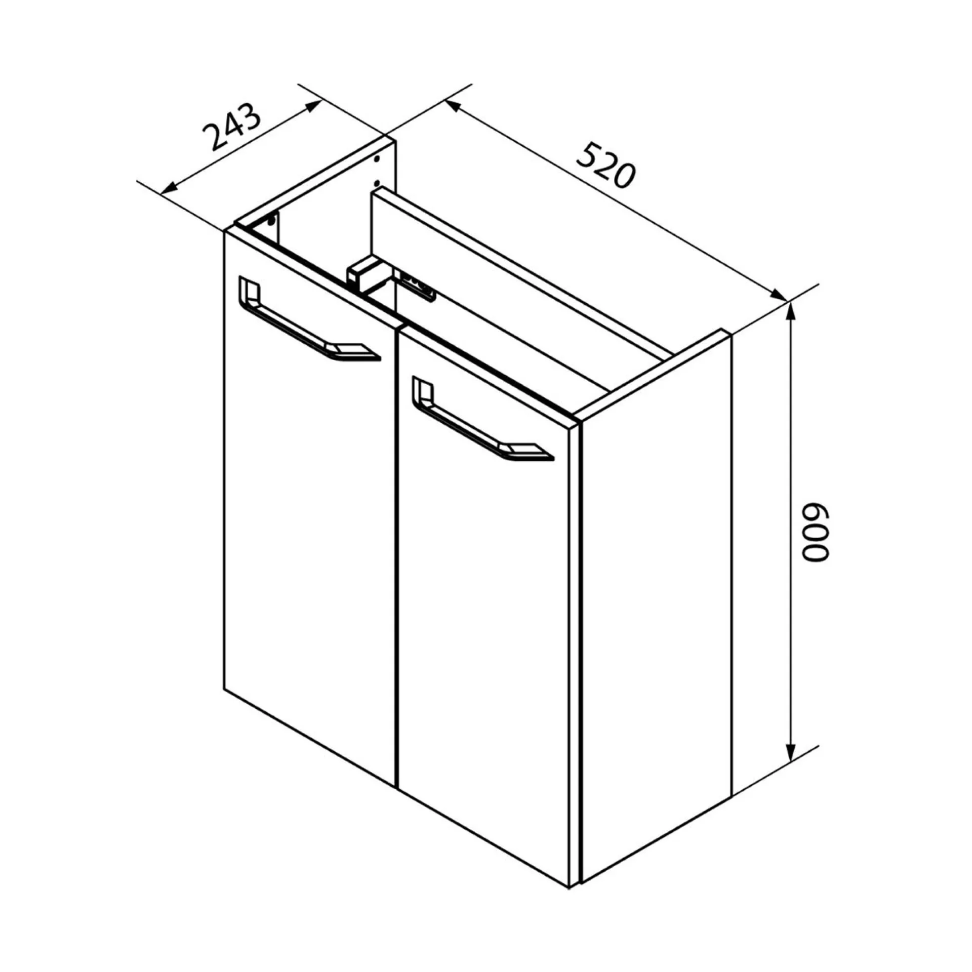 FACKELMANN SBC B.CLEVER Waschbeckenunterschrank Gäste WC 55 cm breit, Weiß/Braun hell, 2 Türen