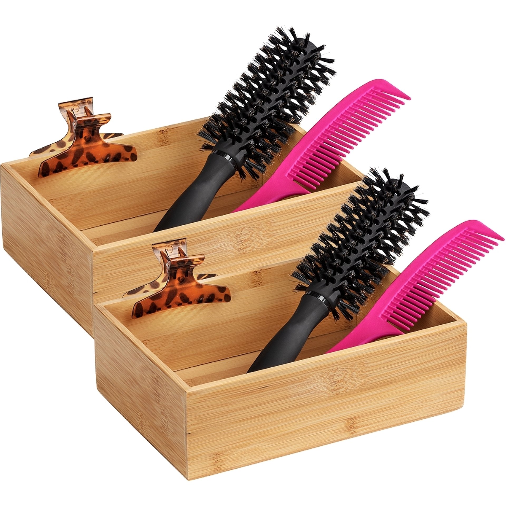 WENKO TERRA Aufbewahrungsbox, 2er Set, Braun, Bambus