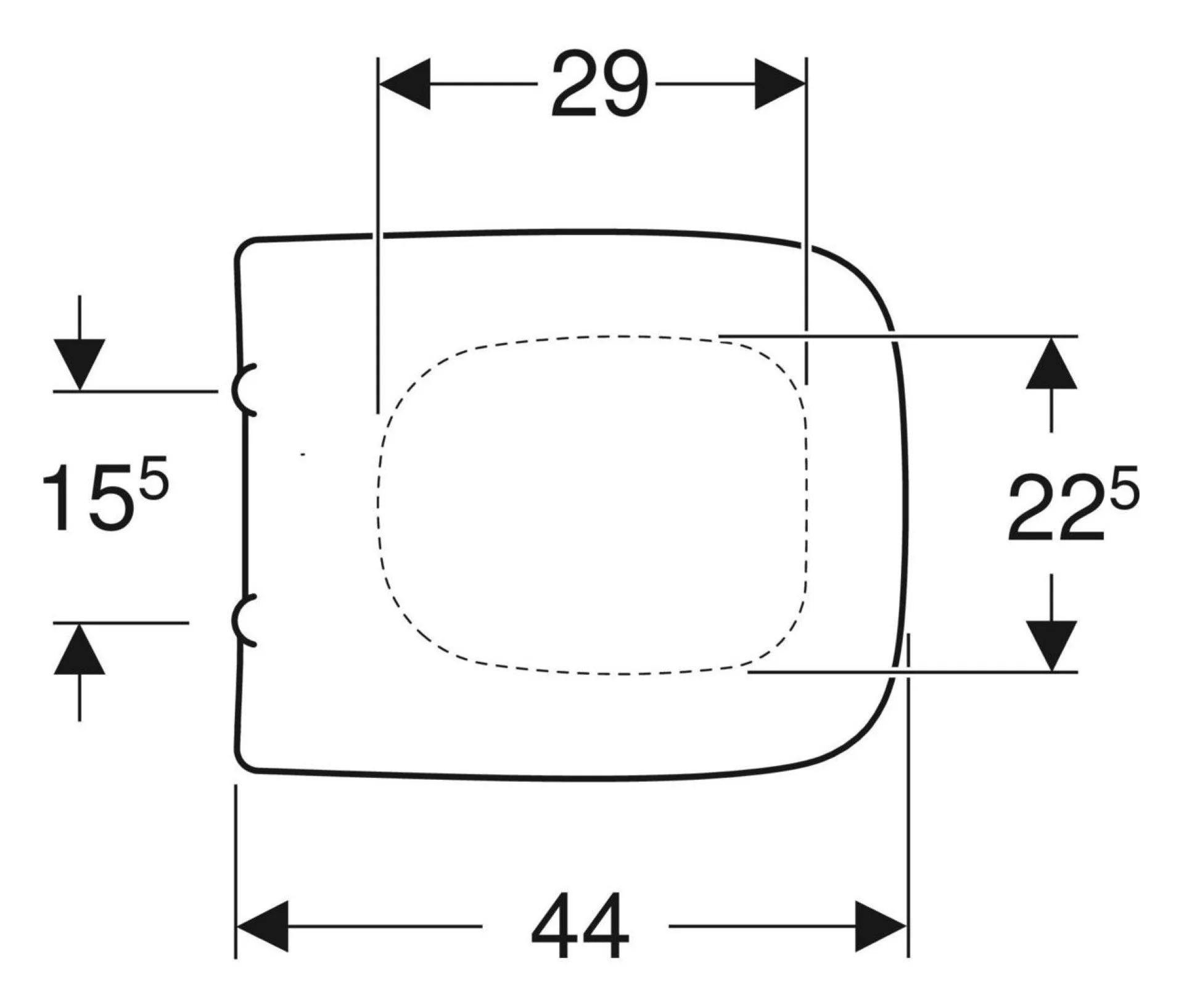 GEBERIT RENOVA PLAN WC-Sitz, Weiß, überlappend, Befestigung von unten, eckiges Design