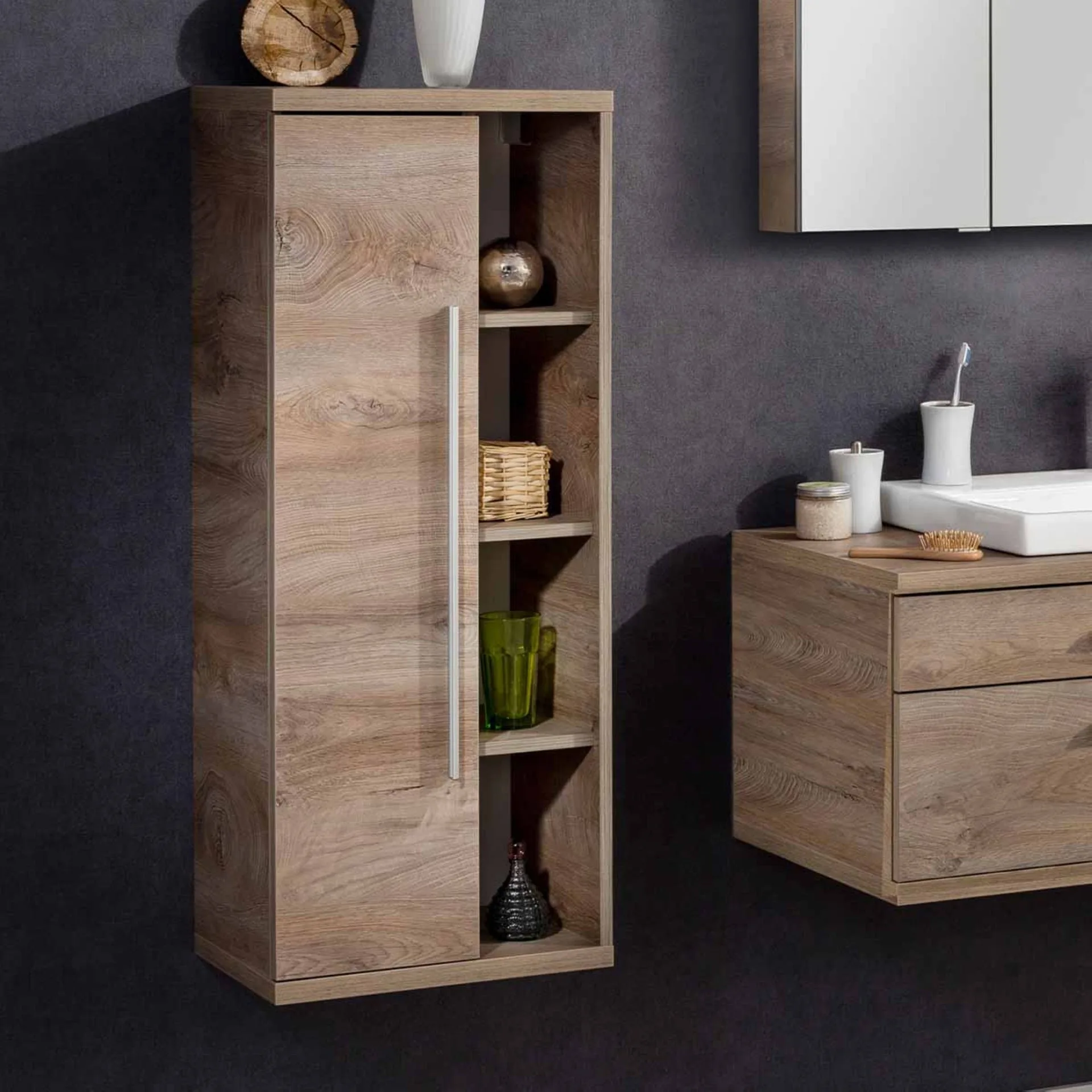 FACKELMANN STANFORD Midischrank 42 cm breit, Braun hell, Türanschlag links