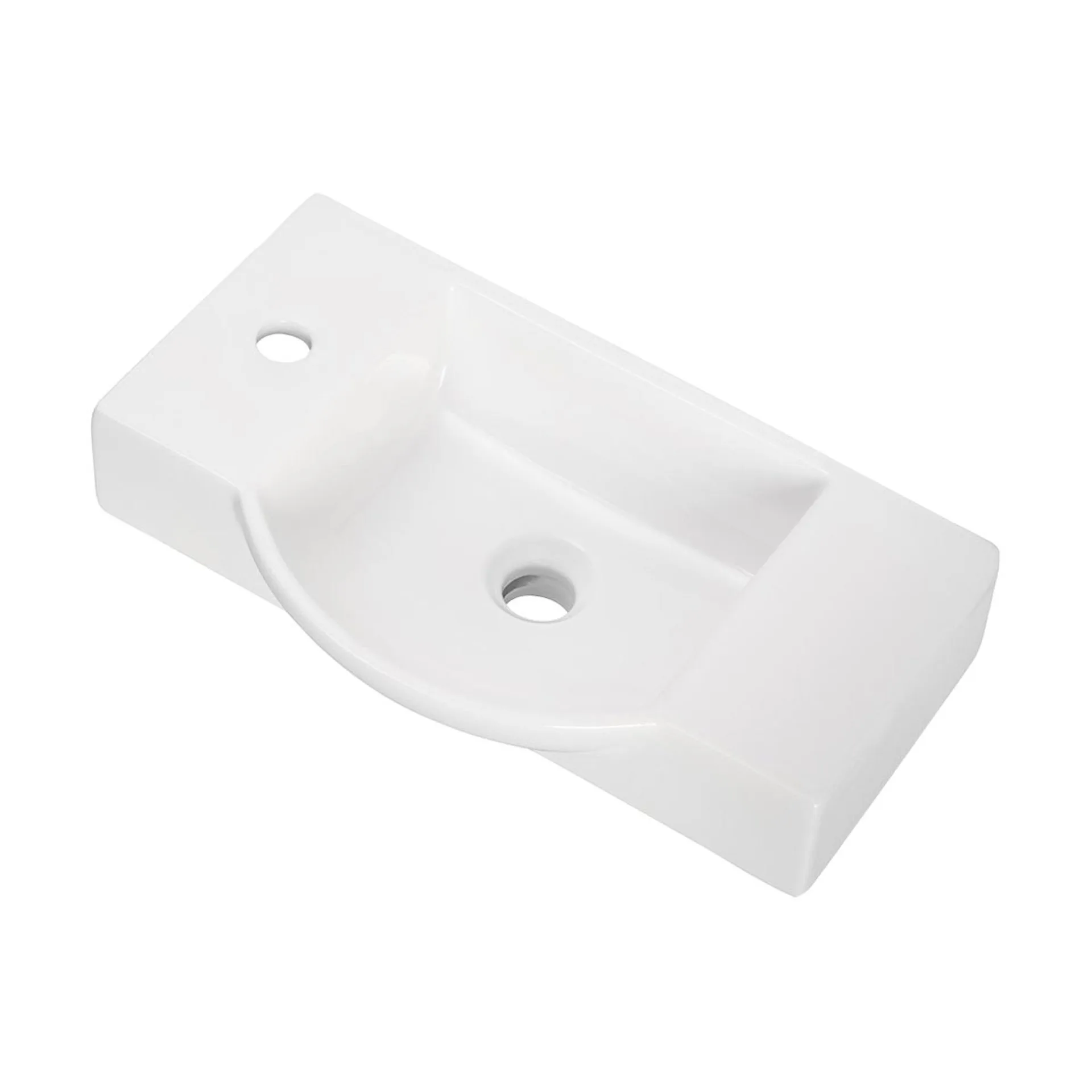 FACKELMANN SBC LUNA Gäste WC Set 5-teilig 55 cm breit, Anthrazit, Waschbecken Keramik Weiß Hahnloch links + LED Spiegel + Hochschrank slim + Midischrank slim