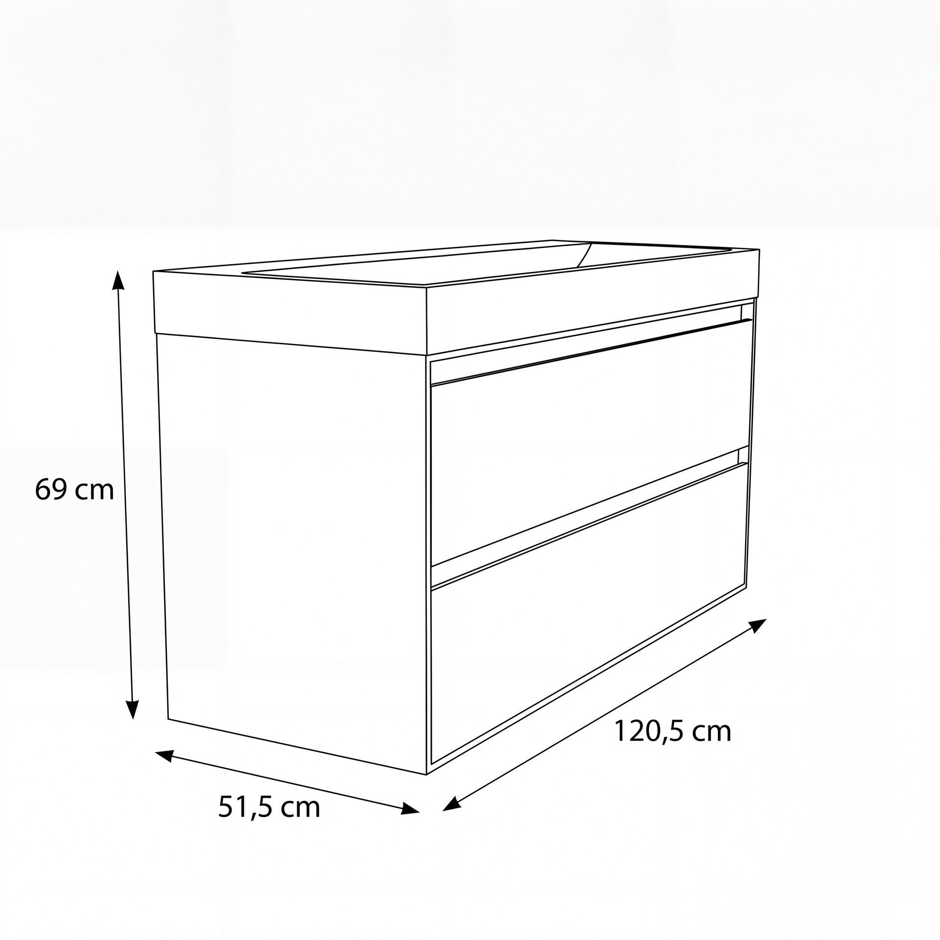 FORZALAQUA IBIZA BELLEZZA Waschbecken mit Unterschrank 120 cm breit, Braun hell, Natursteinwaschbecken Travertin matt mit zwei Hahnlöchern, 2 Schubladen